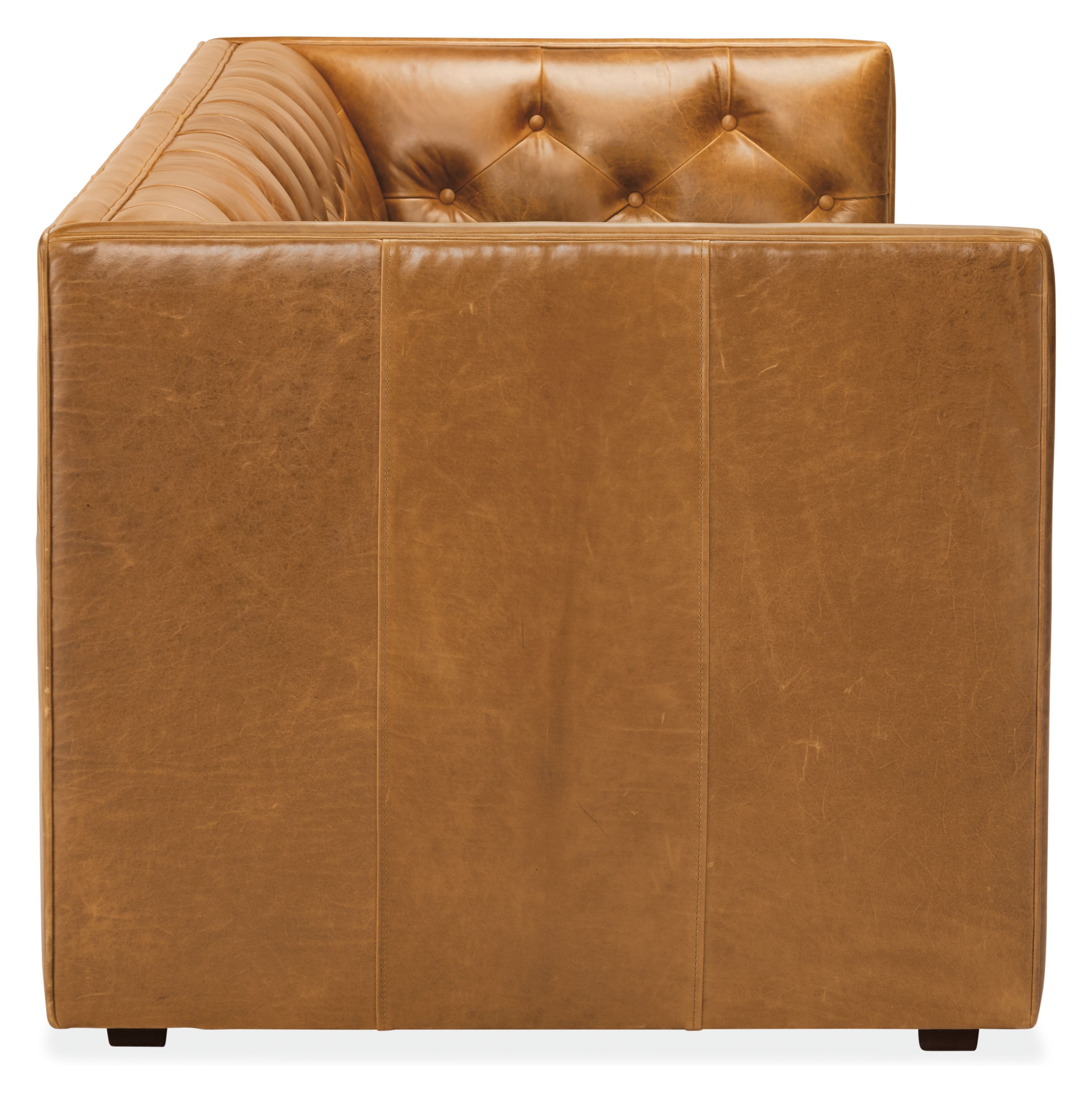 Side view of Macalester 100 Sofa in Portofino Cognac.