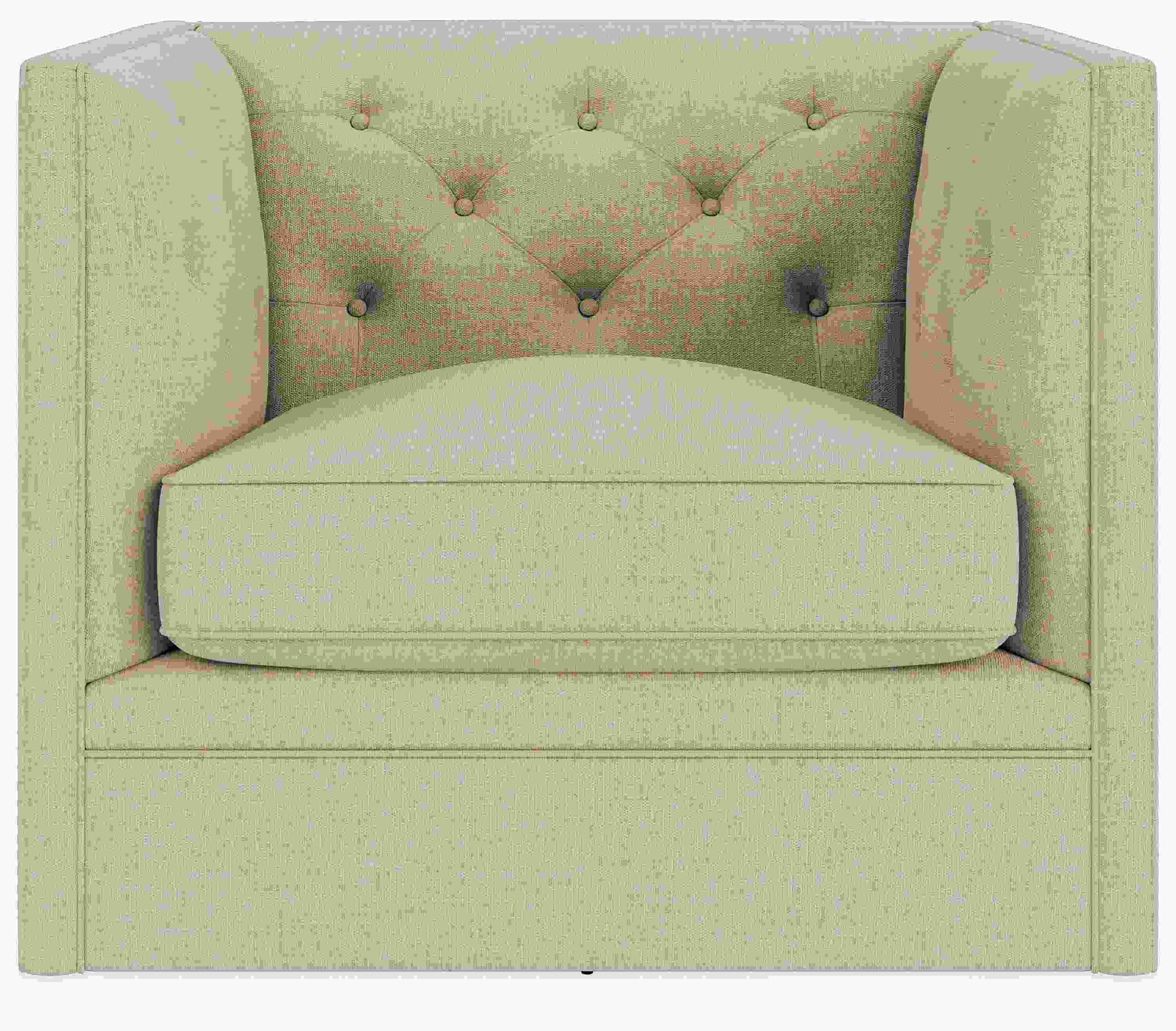 front view of Macalester Swivel Chair 34-wide in Mori Oatmeal.