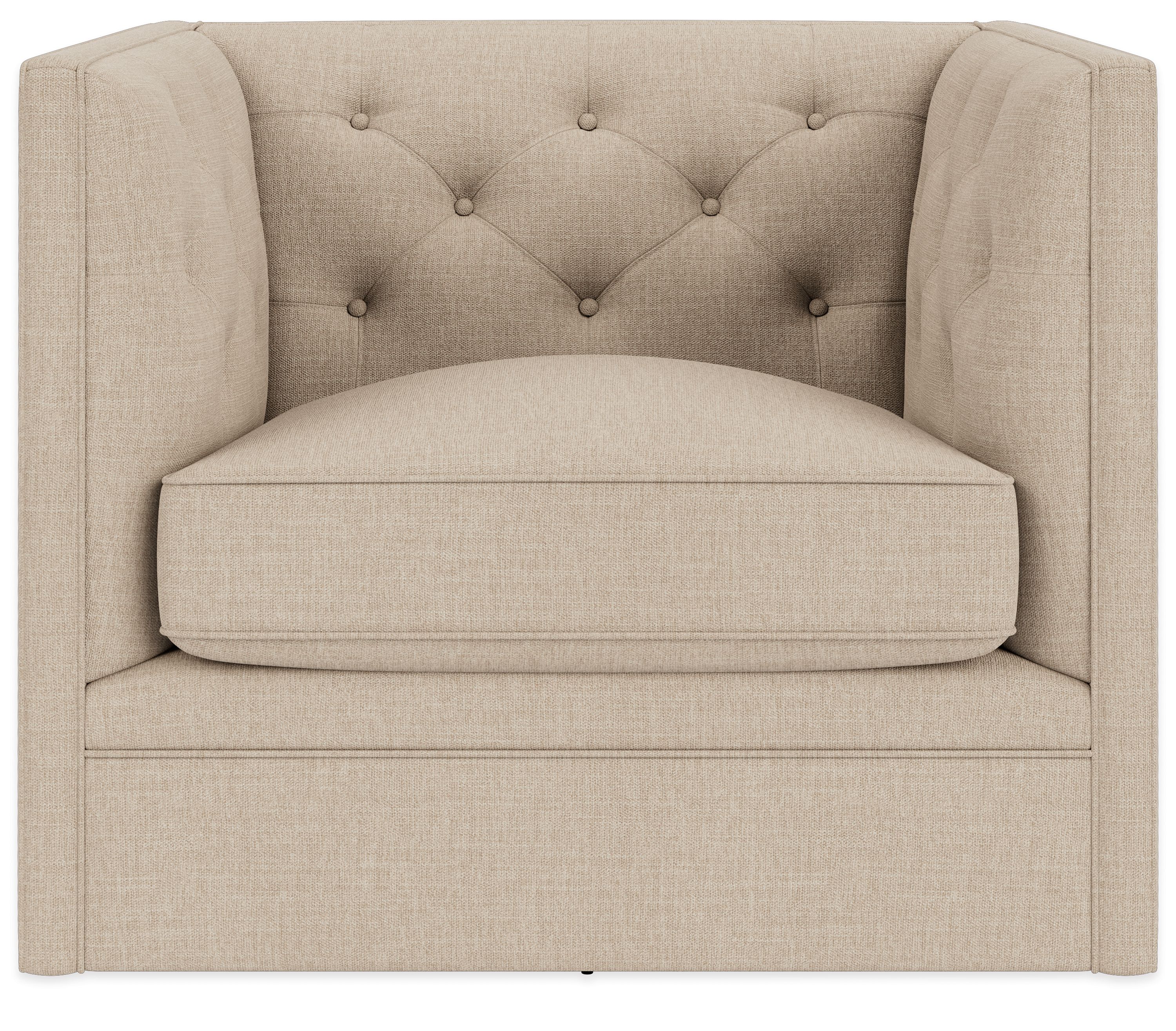 front view of Macalester Swivel Chair 34-wide in Mori Oatmeal.