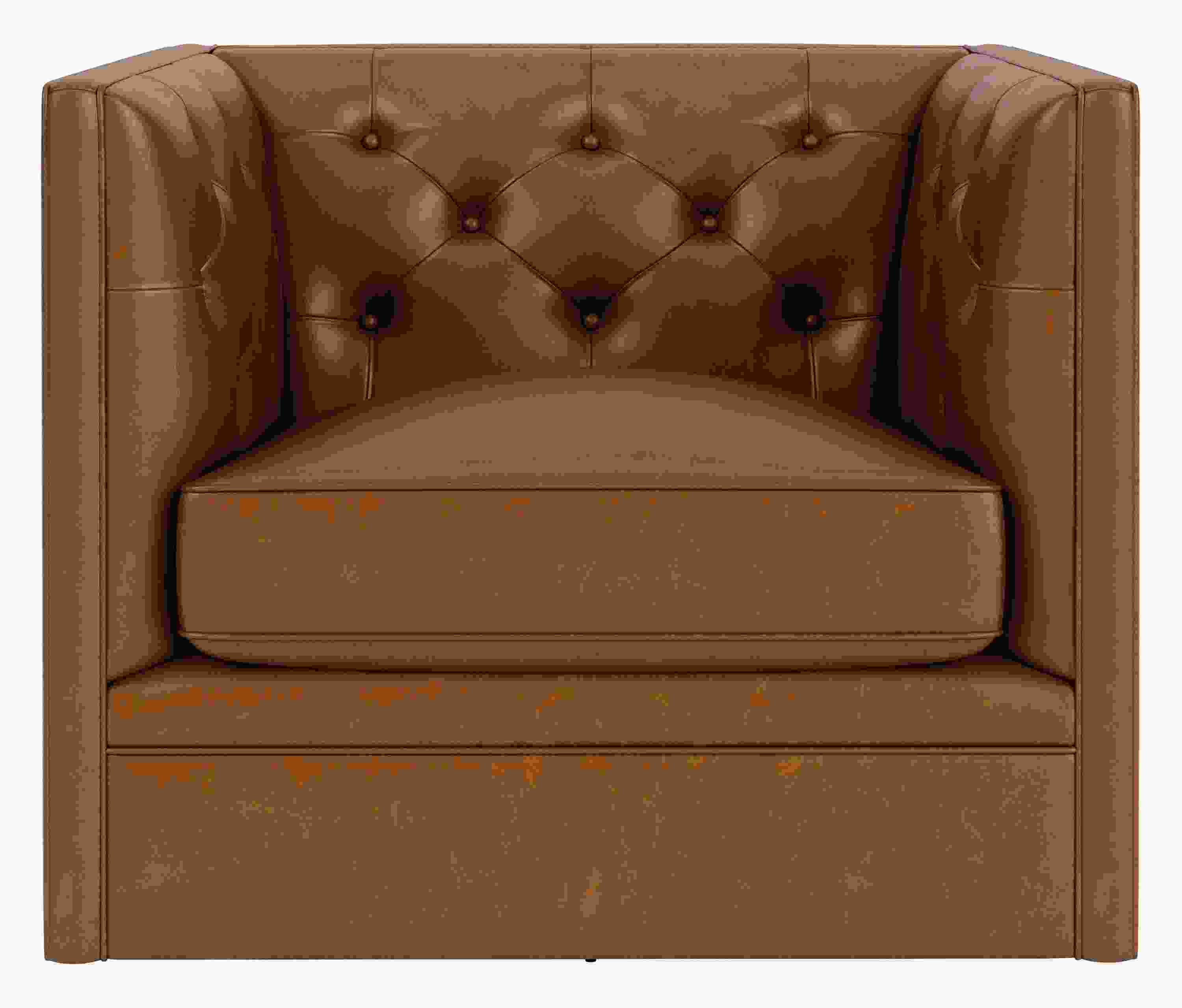 front view of Macalester Swivel Chair 34-wide in Vento Cognac.