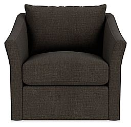Front view of Maeve Swivel Chair in Mori Charcoal.