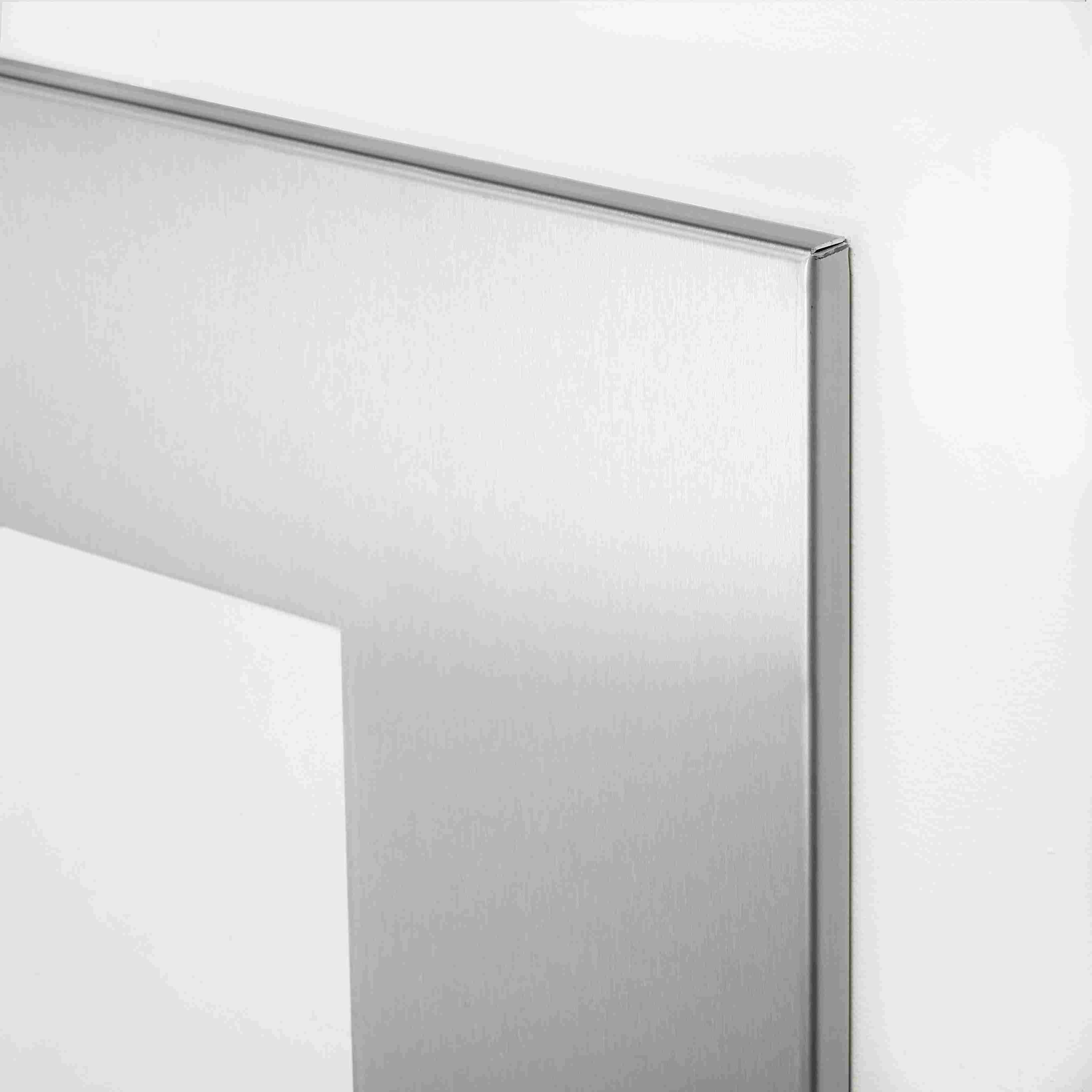 Corner Detail of Manhattan Frame 8x10 Centered in Stainless Steel.