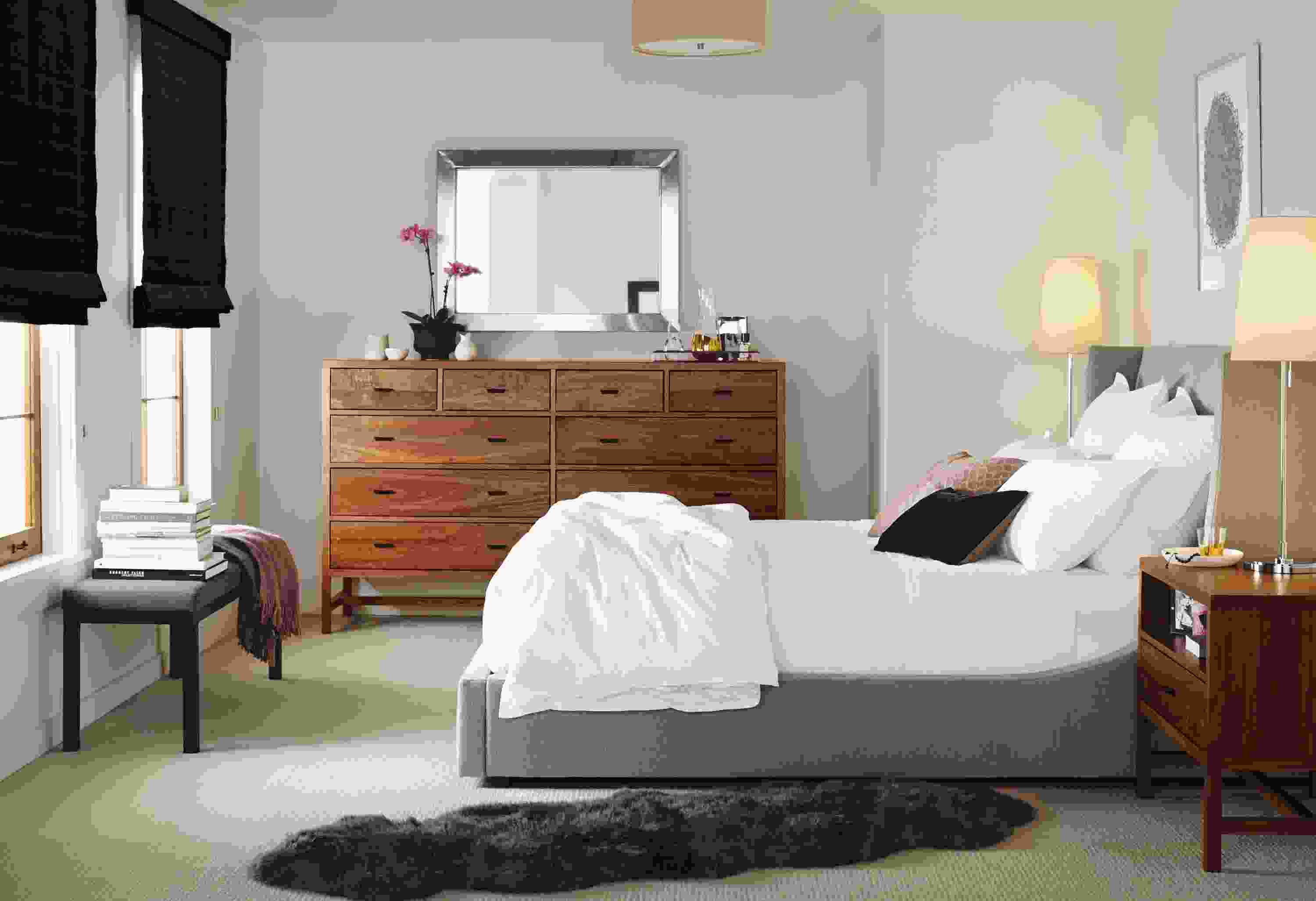Bedroom with Berkeley dresser in walnut.