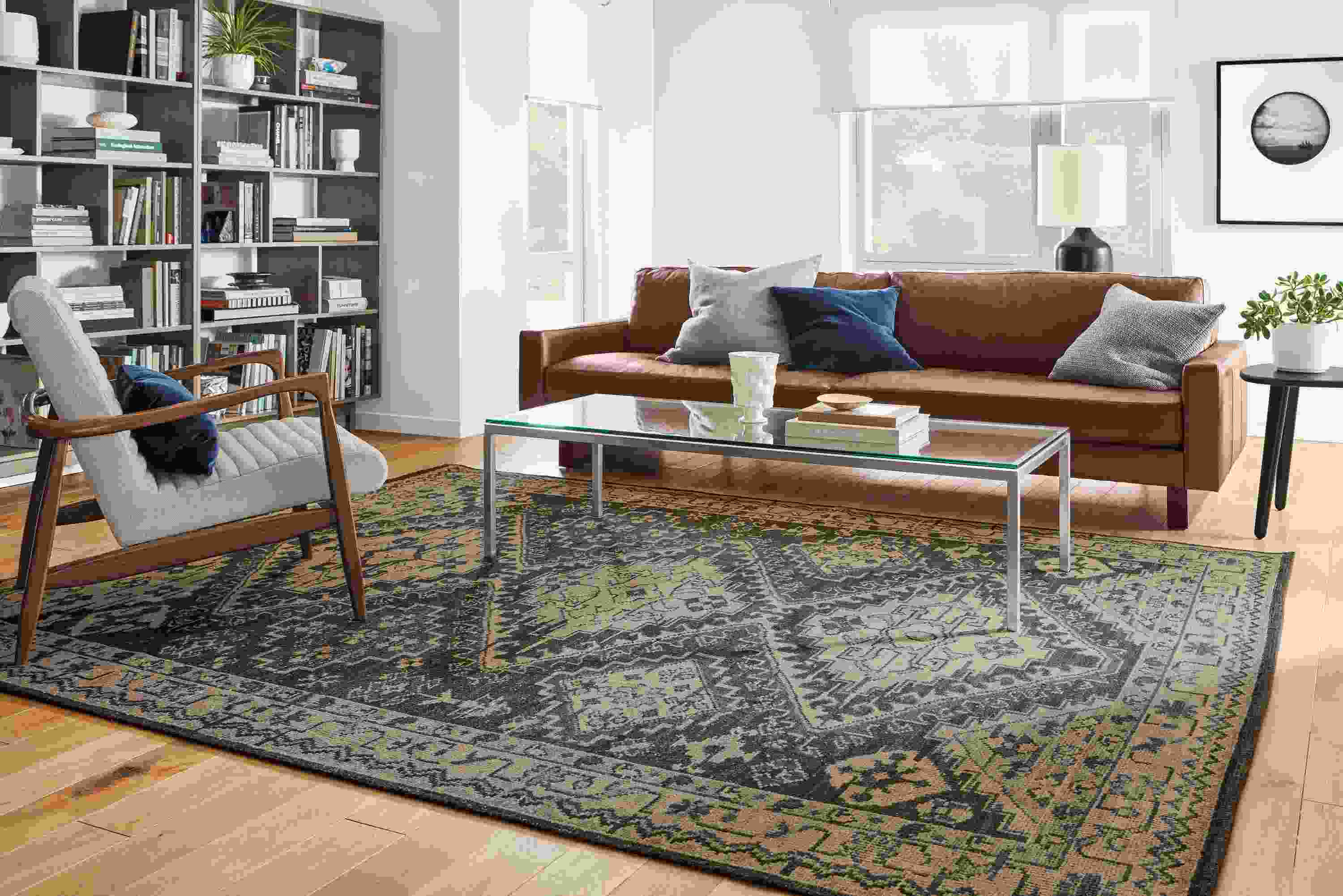 Detail of Marquise rug in earth.
