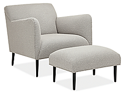 Matteo Chair and Ottoman in Declan Fabric.