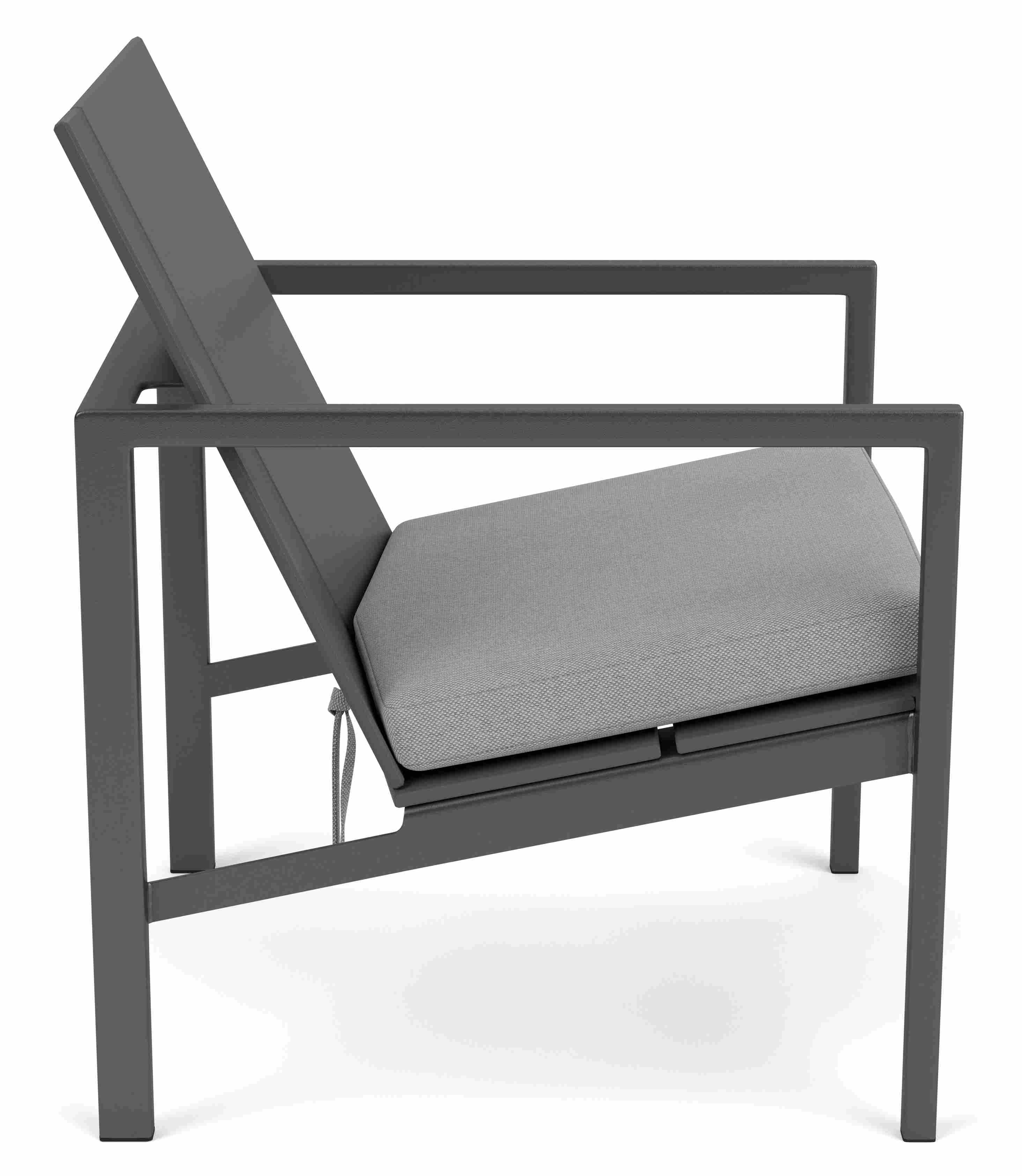 Side view of Mattix Lounge Chair with a Graphite frame.