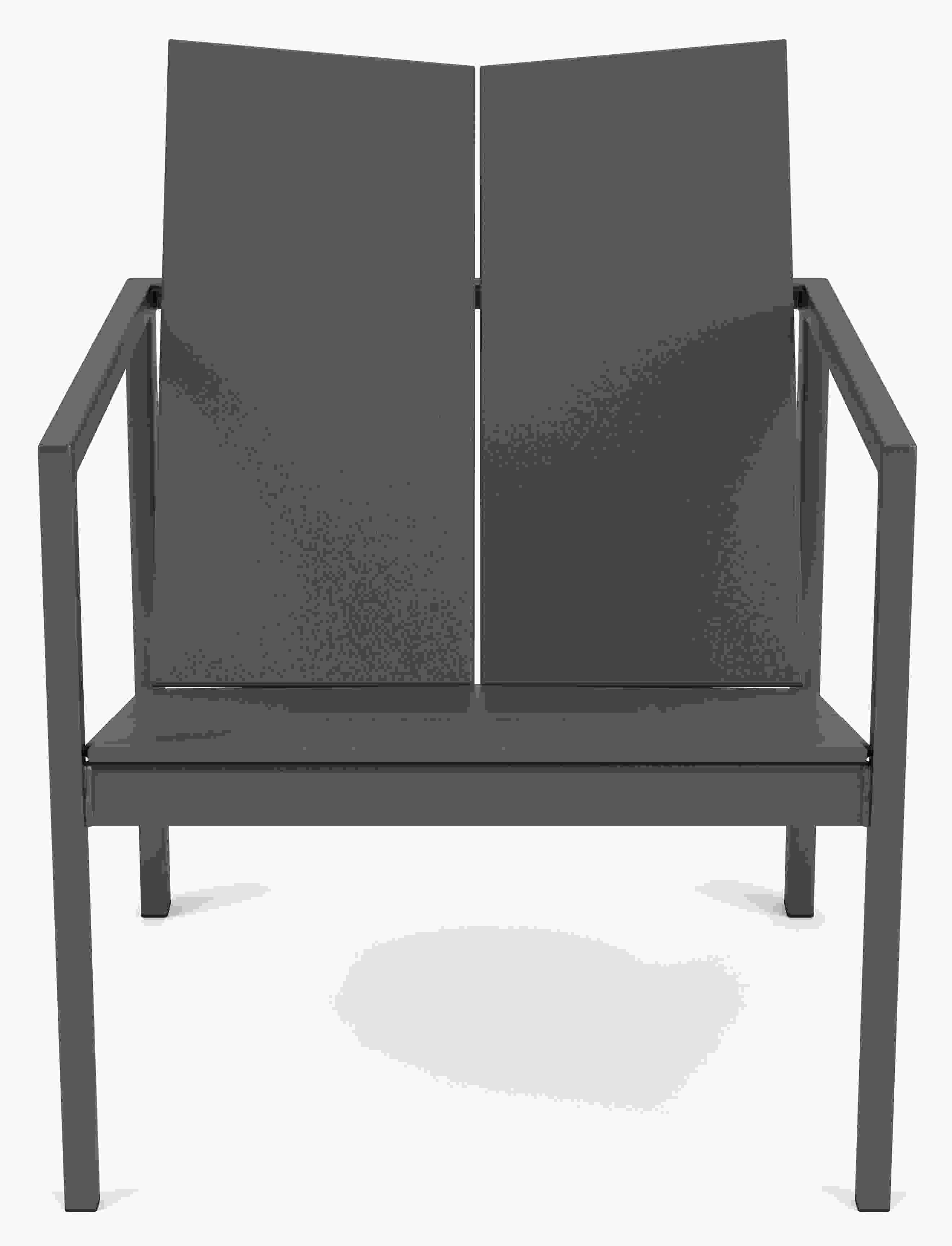 Front view of Mattix Lounge Chair in grey with graphite frame.
