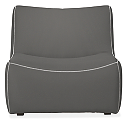 Front view of Maya Chair in Sunbrella Canvas Charcoal.