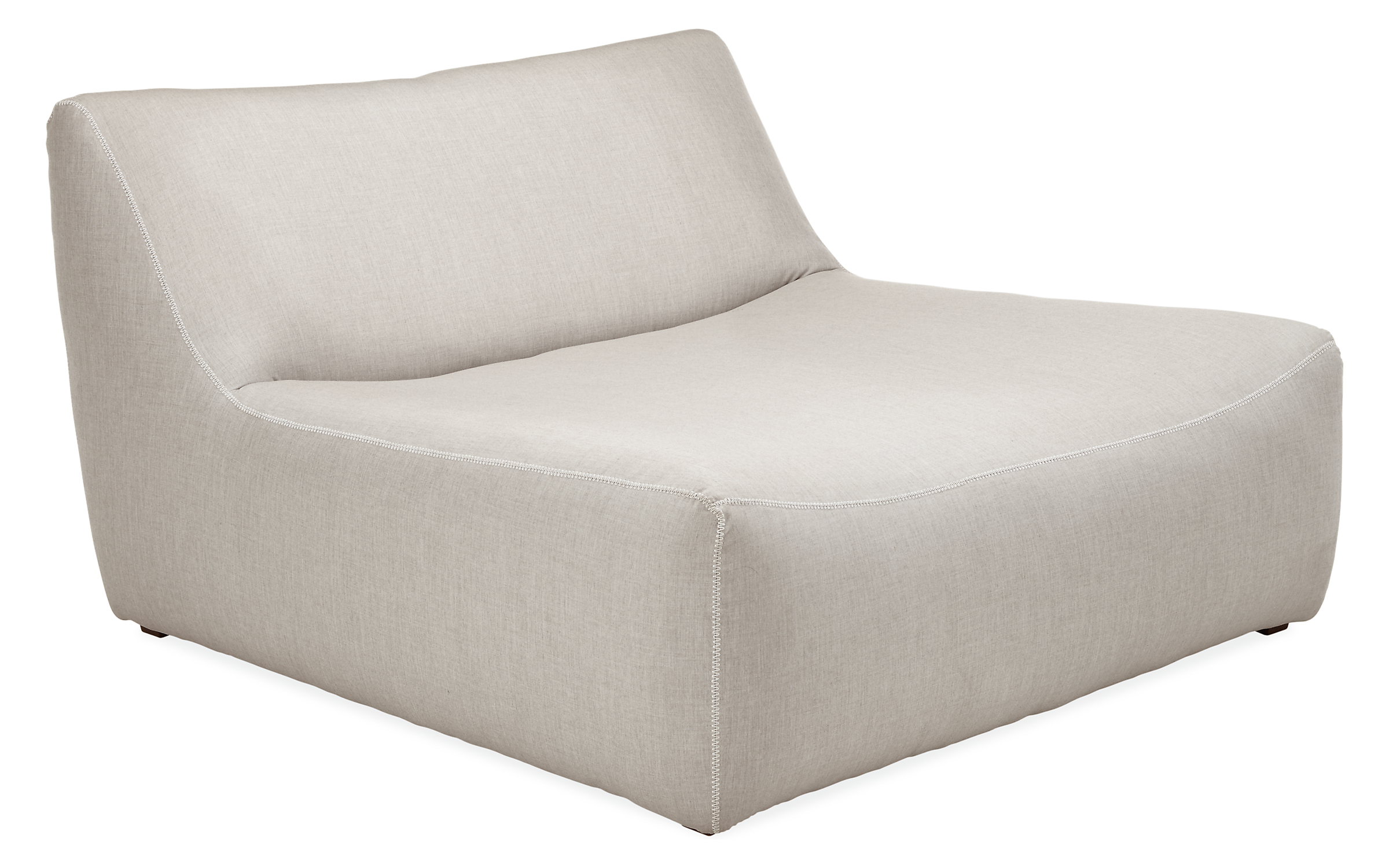 Angled view of Maya Double Chaise in Sunbrella Canvas Silver.