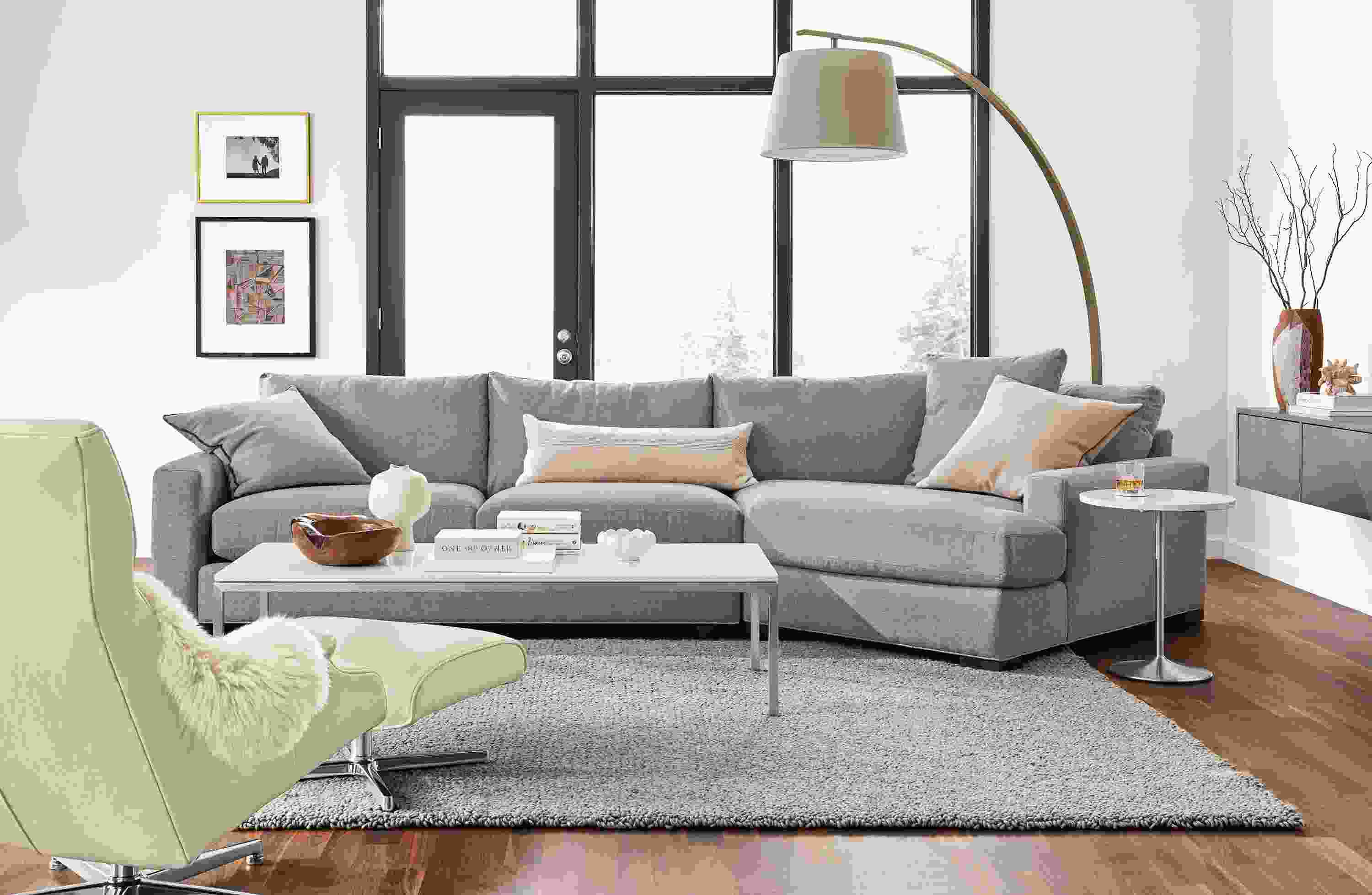 Mayer sofa with right-arm angled chaise.