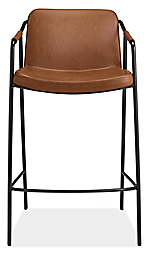 Front view of Mazie Counter Stool in Synthetic Leather Brown.