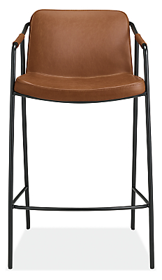 Front view of Mazie Counter Stool in Synthetic Leather Brown.
