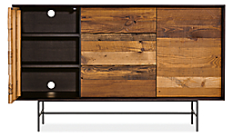 Open detail of McKean 60w 18d 36h Reclaimed Wood Storage Cabinet.