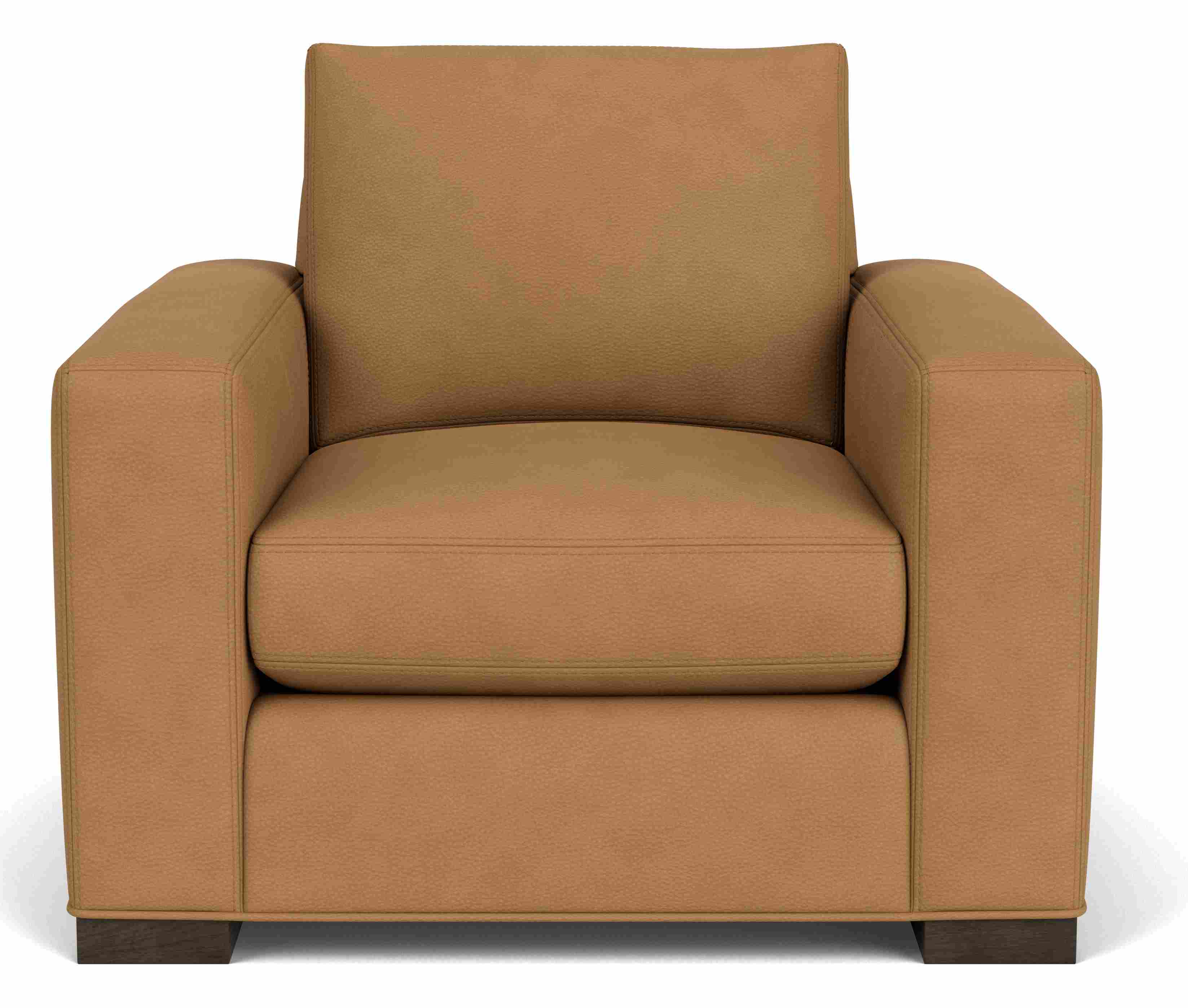 Side view of Metro Chair in Laino camel leather.