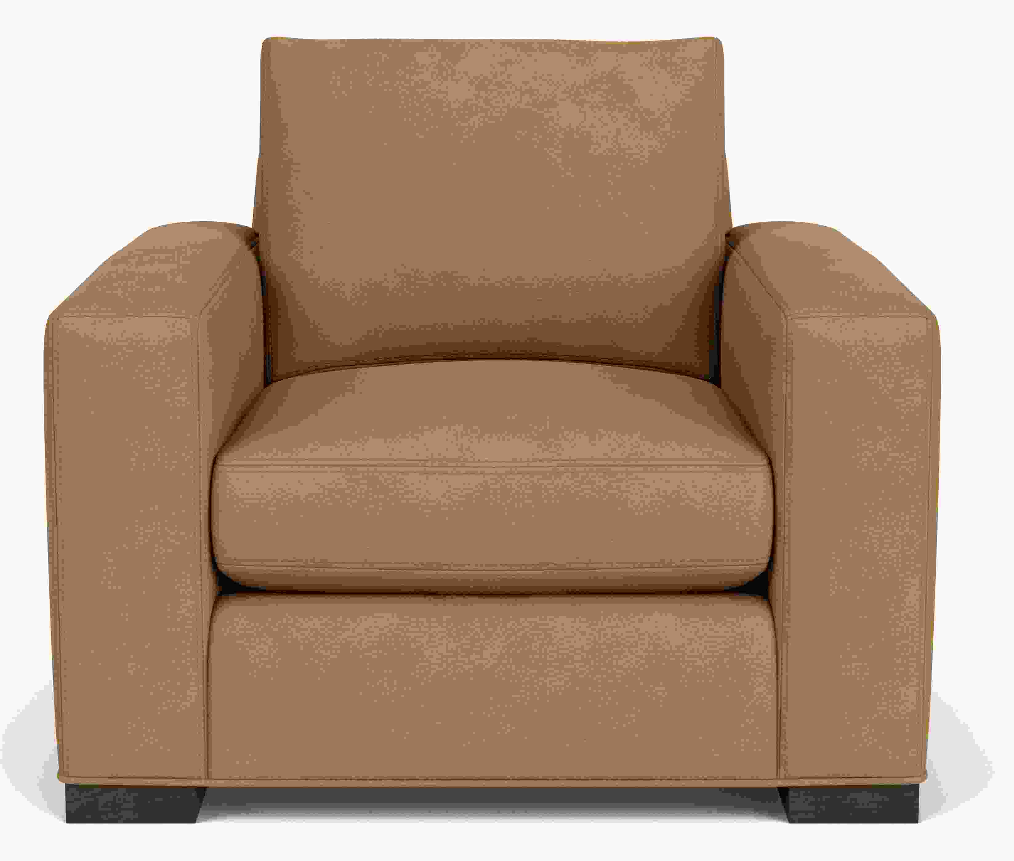 Side view of Metro Chair in Laino camel leather.