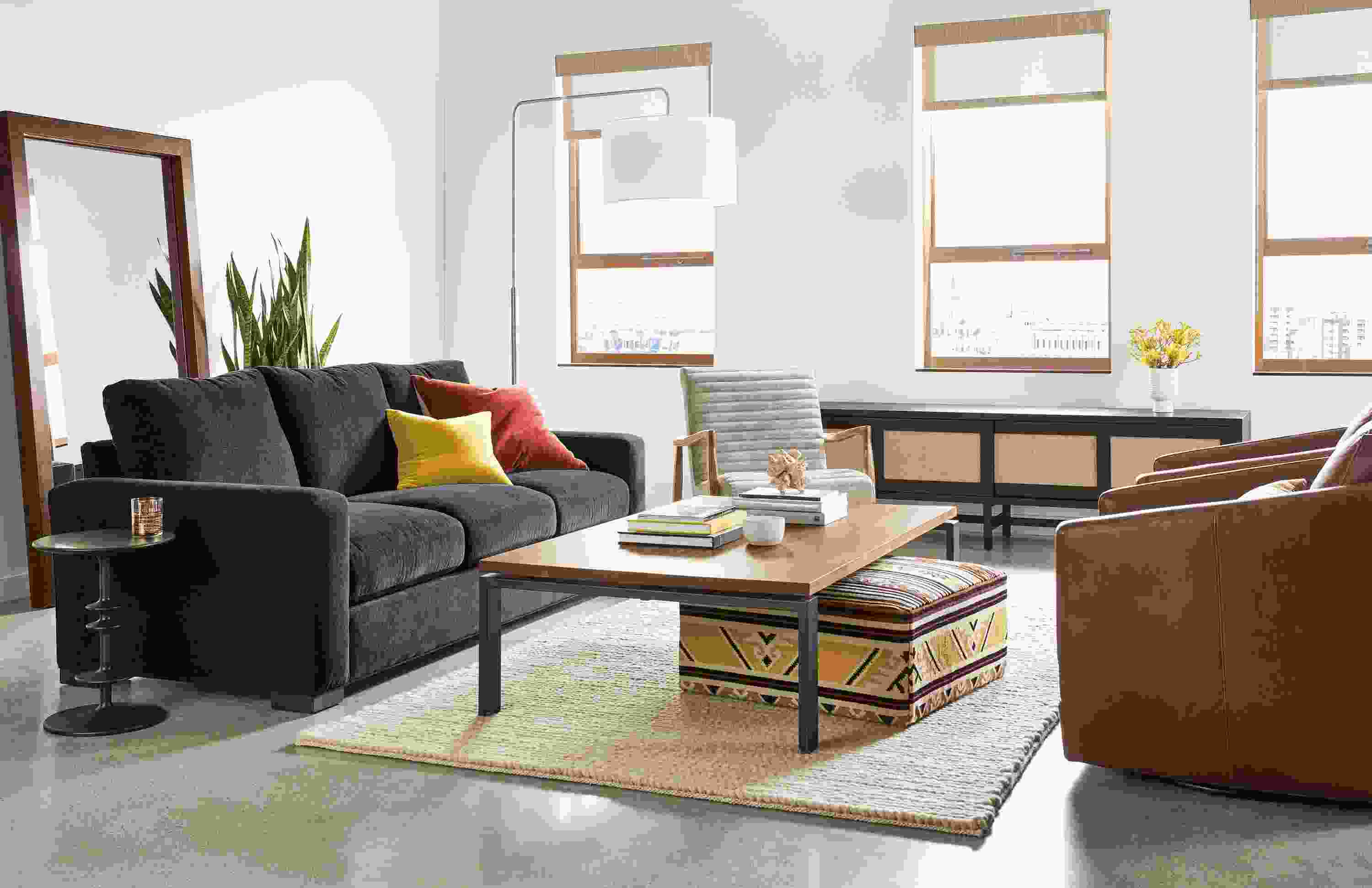 Detail of Metro 88-inch sofa in vashon charcoal.