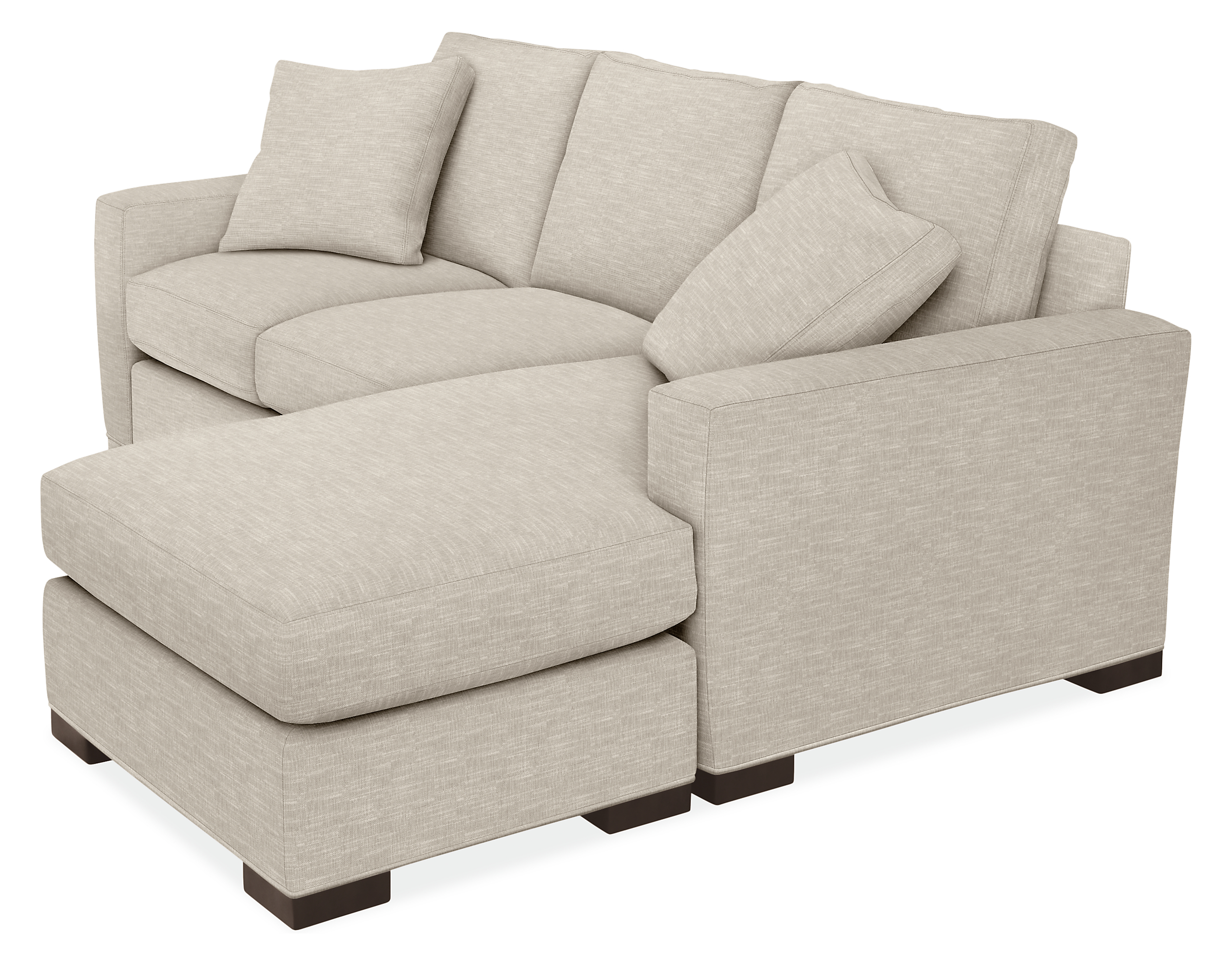 Detail of Metro 88-wide Sofa with Reversible Chaise in Destin Fabric.