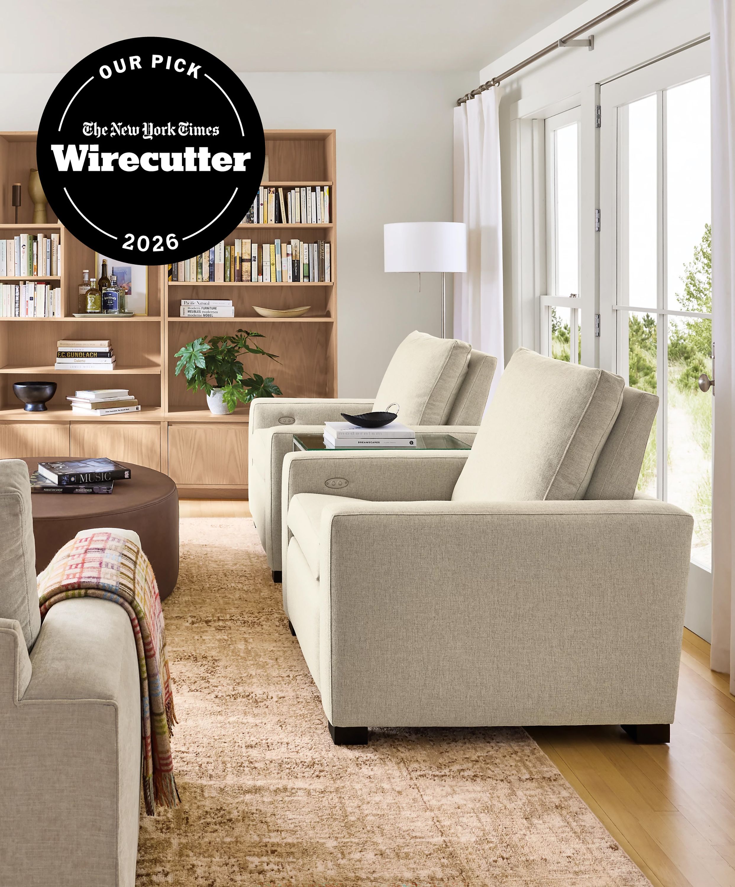Milton standard and large power recliner in Sumner Linen fabric
