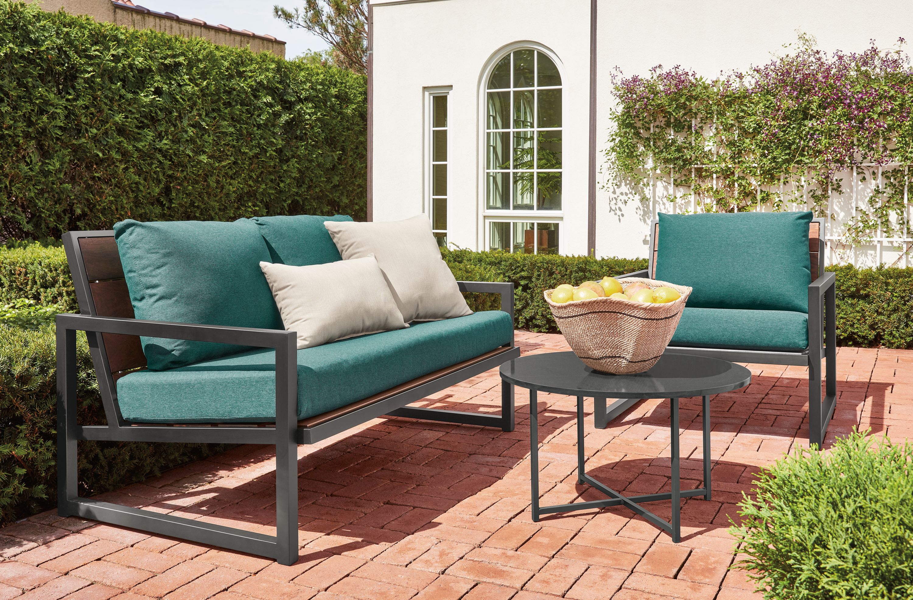 Room & Board | Modern Outdoor Montego Cushions for Sofa in Pelham Smoke Grey - Stain-Resistant Fabric