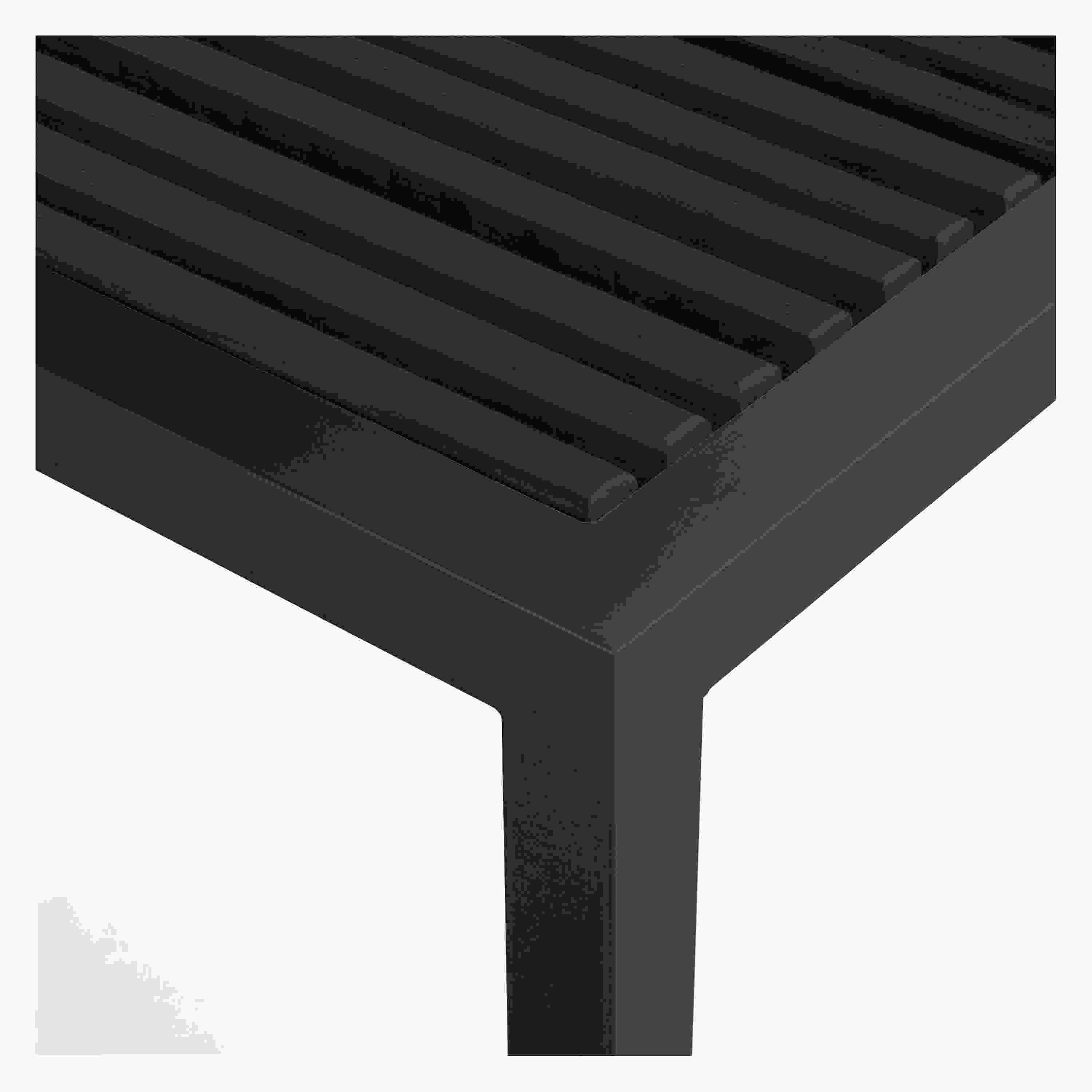 Detail of Montego 54-wide Bench in New Thermally Modified Oak and Graphite.