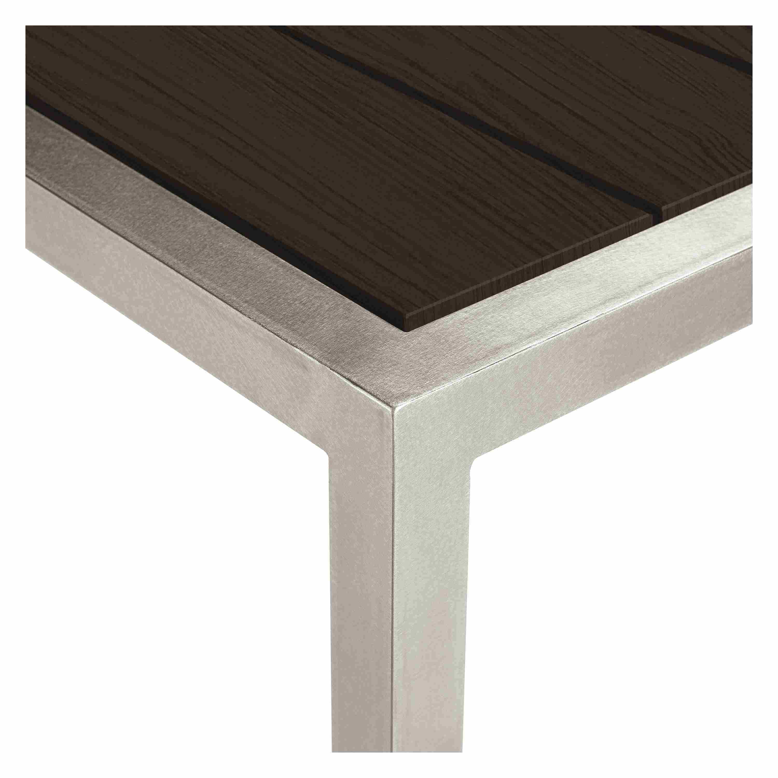 Detail of Montego 60-wide Table in New Thermally Modified Oak and Graphite.