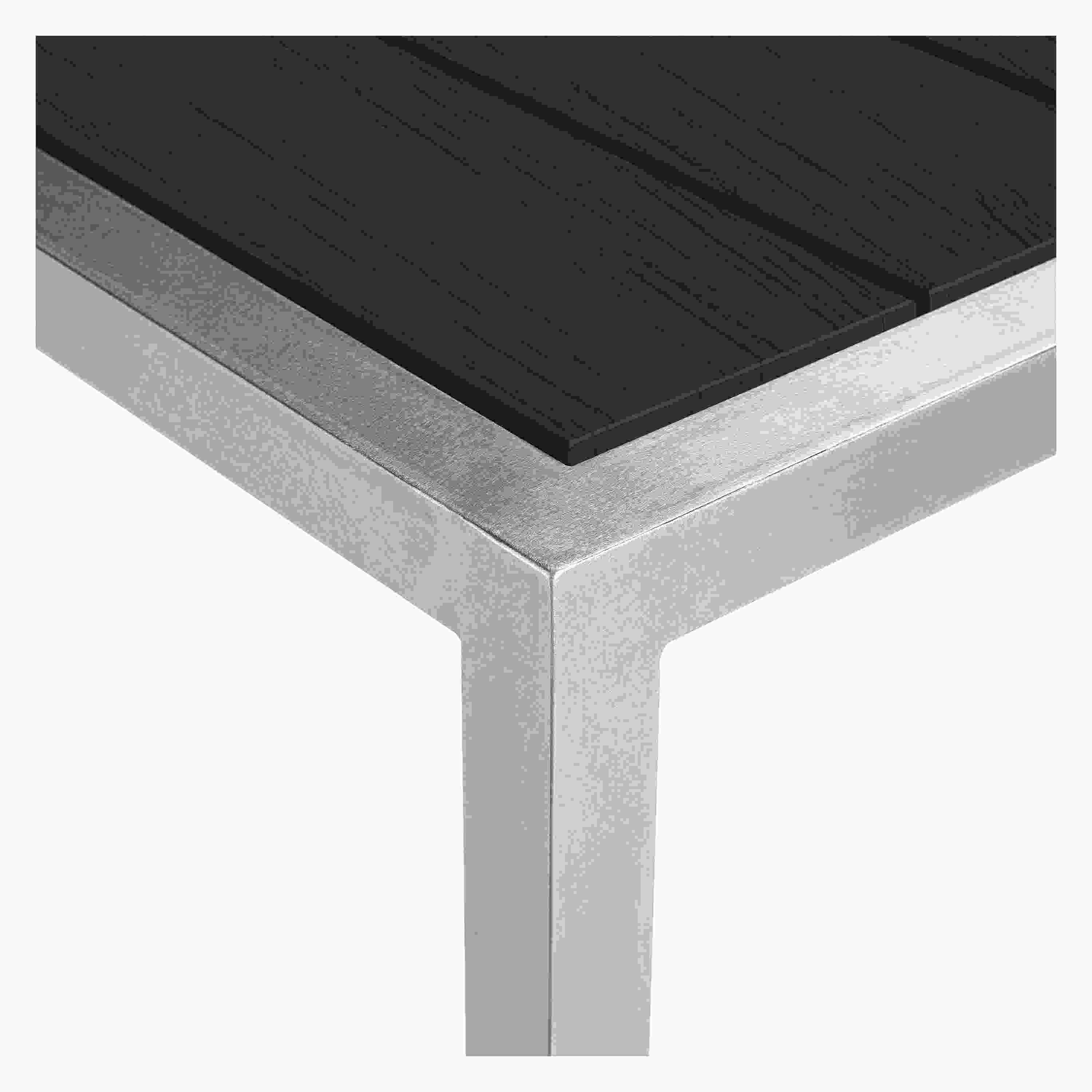 Detail of Montego 60-wide Table in New Thermally Modified Oak and Graphite.