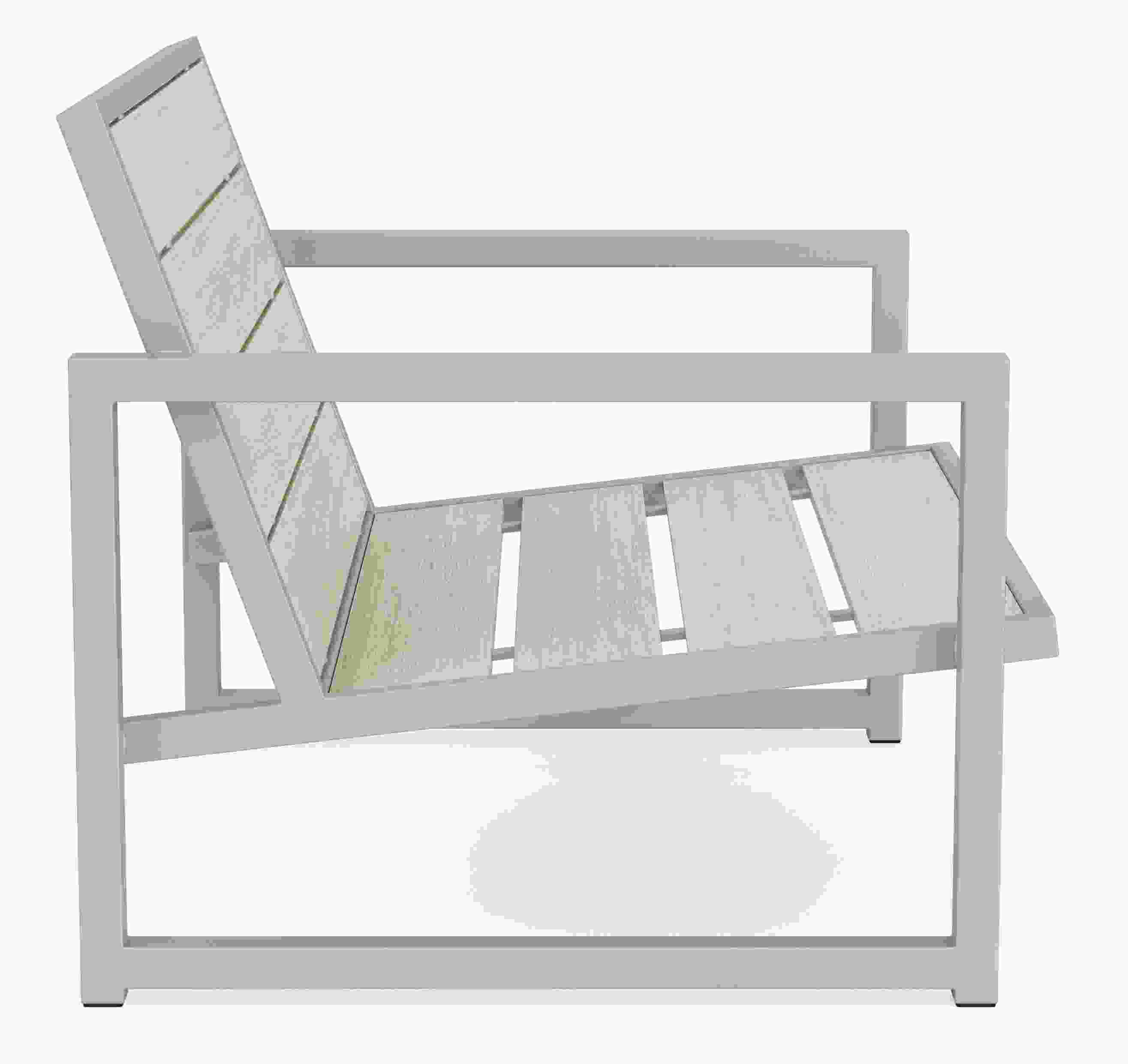 Side view of Montego 42 Lounge Chair with stainless steel frame.