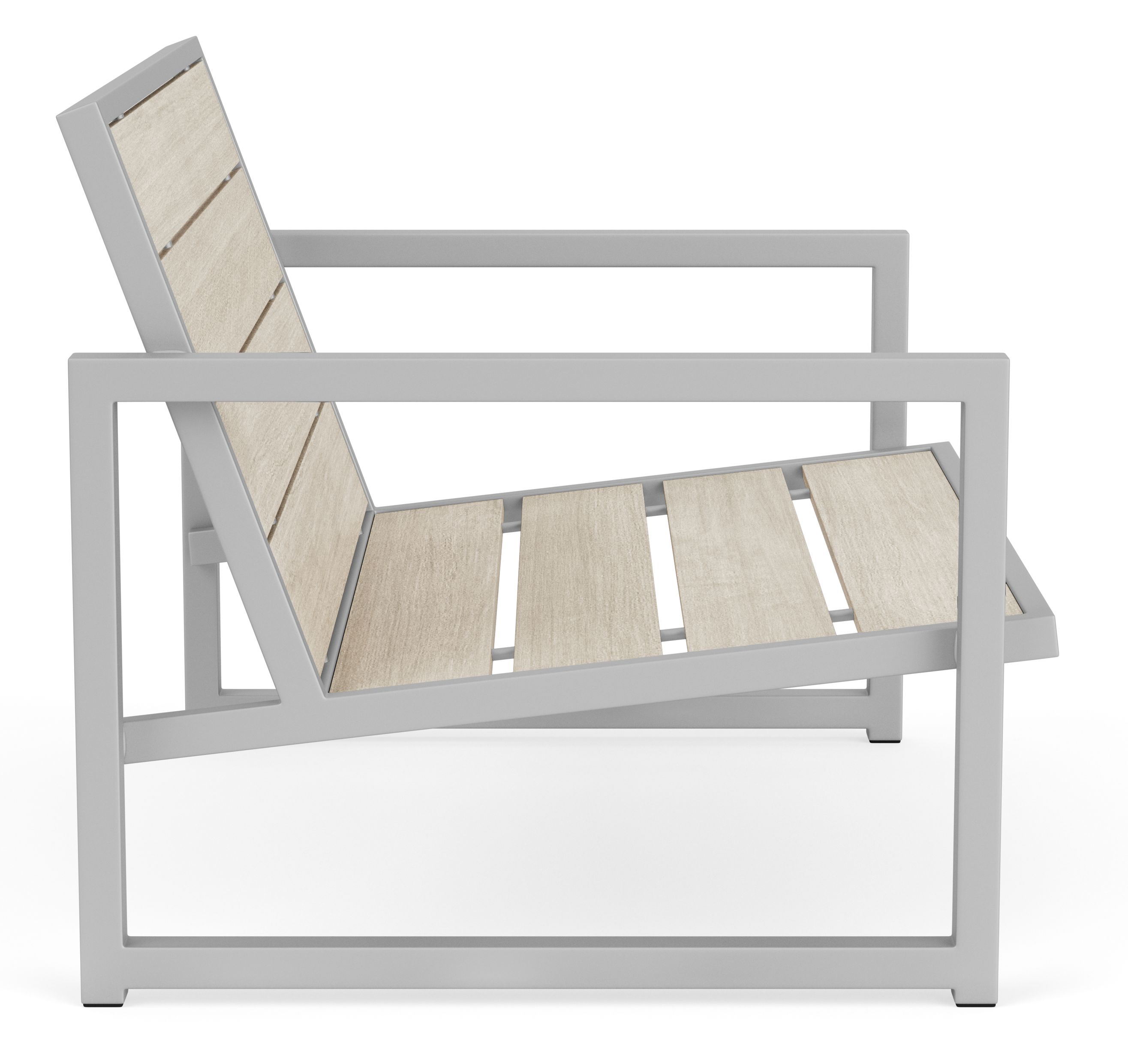 Side view of Montego 42 Lounge Chair with stainless steel frame.