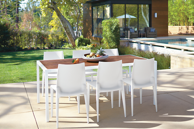 Detail of Montego outdoor white table.