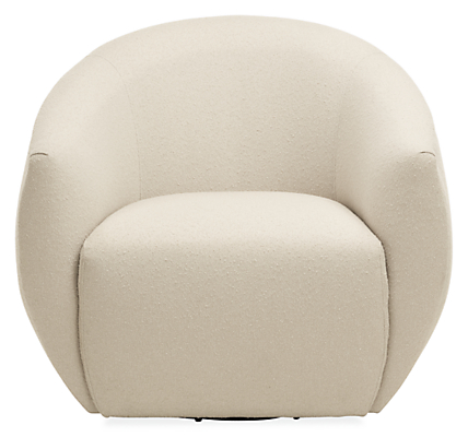 Front view of Mora Swivel Chair in Declan Ivory.