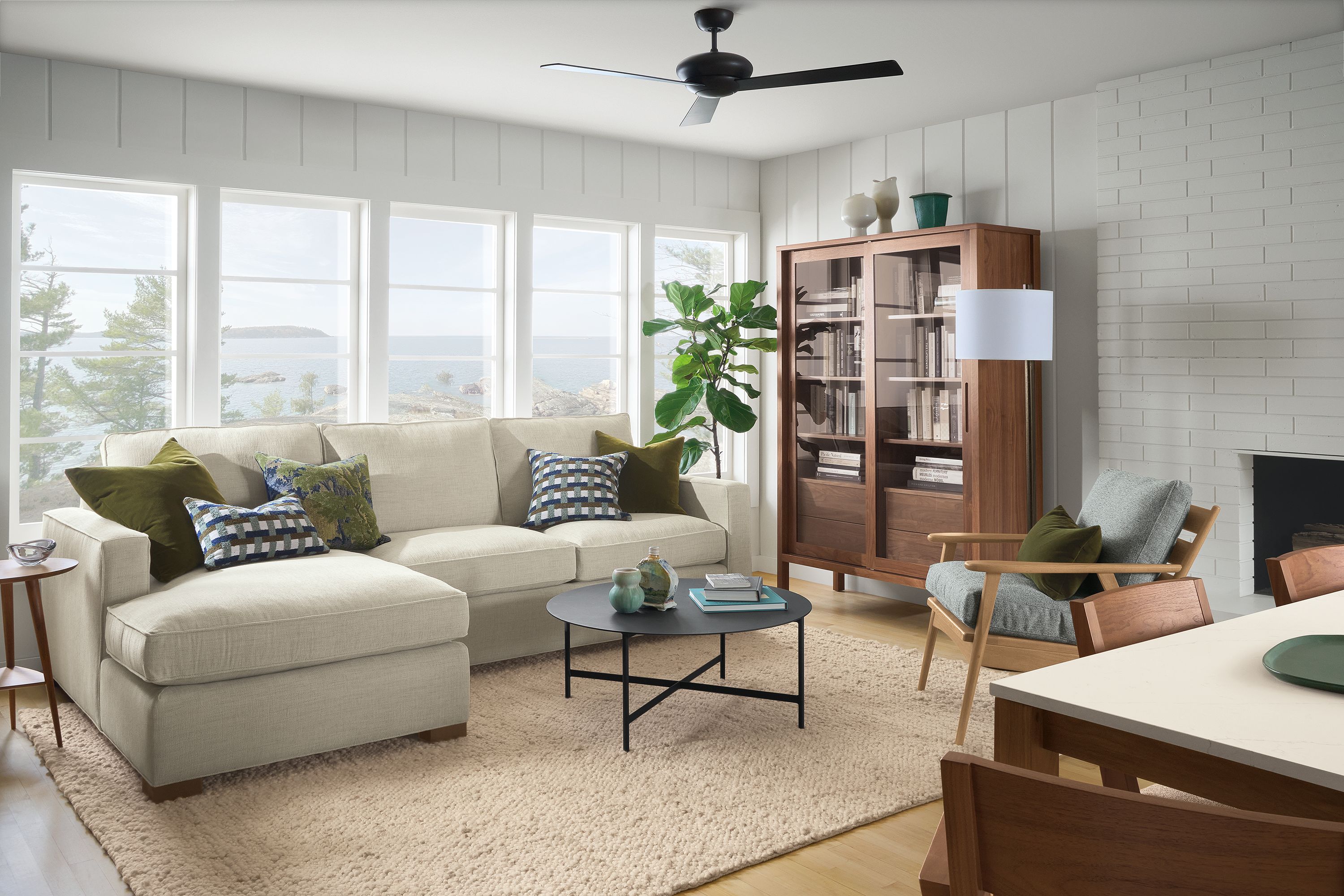 108" sofa with left-arm chaise in Olmsted natural fabric