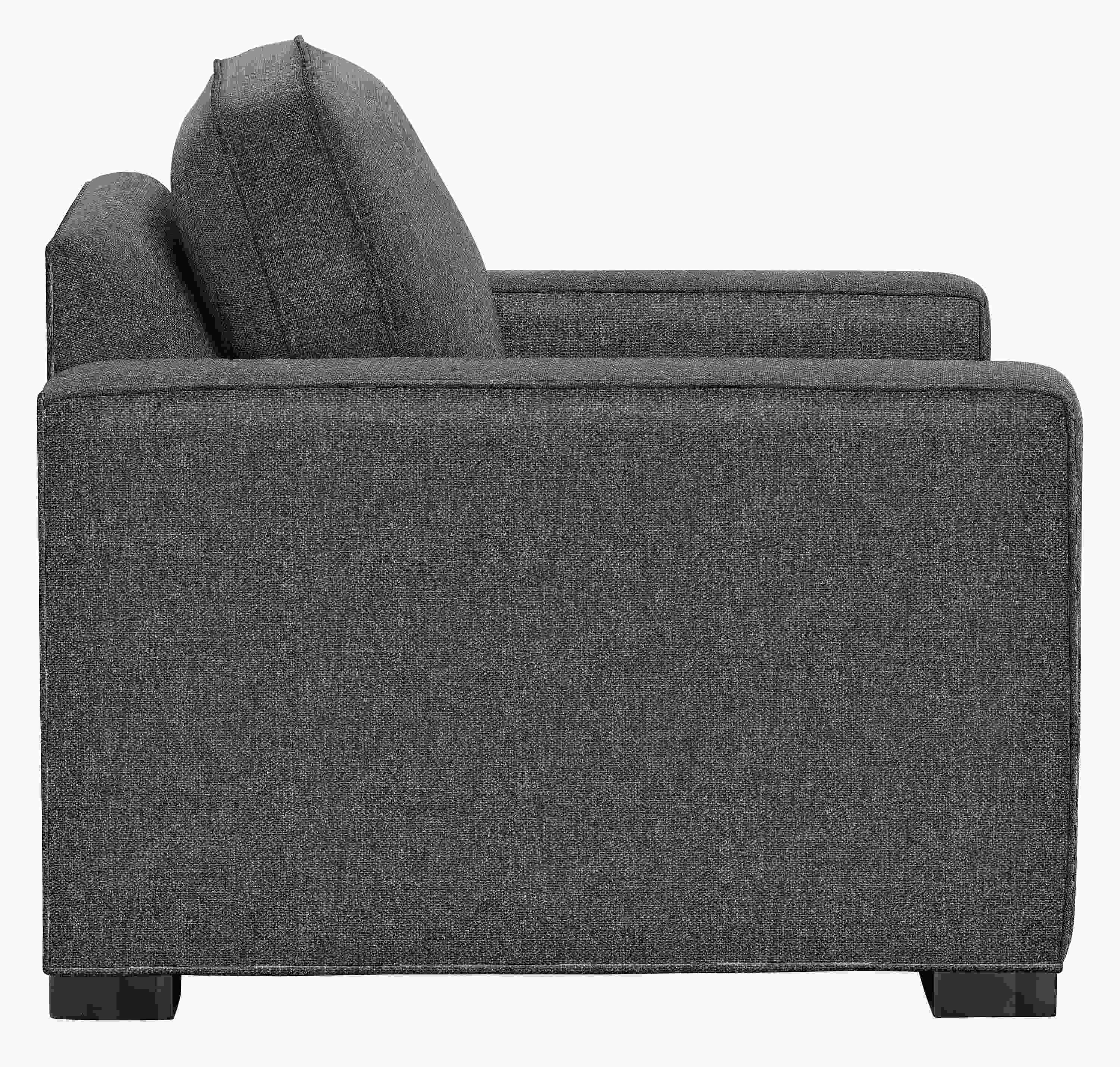 Side view of Morrison Chair in Tepic Charcoal.