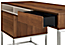 Detail view of the Mosby desk with desk drawer open.