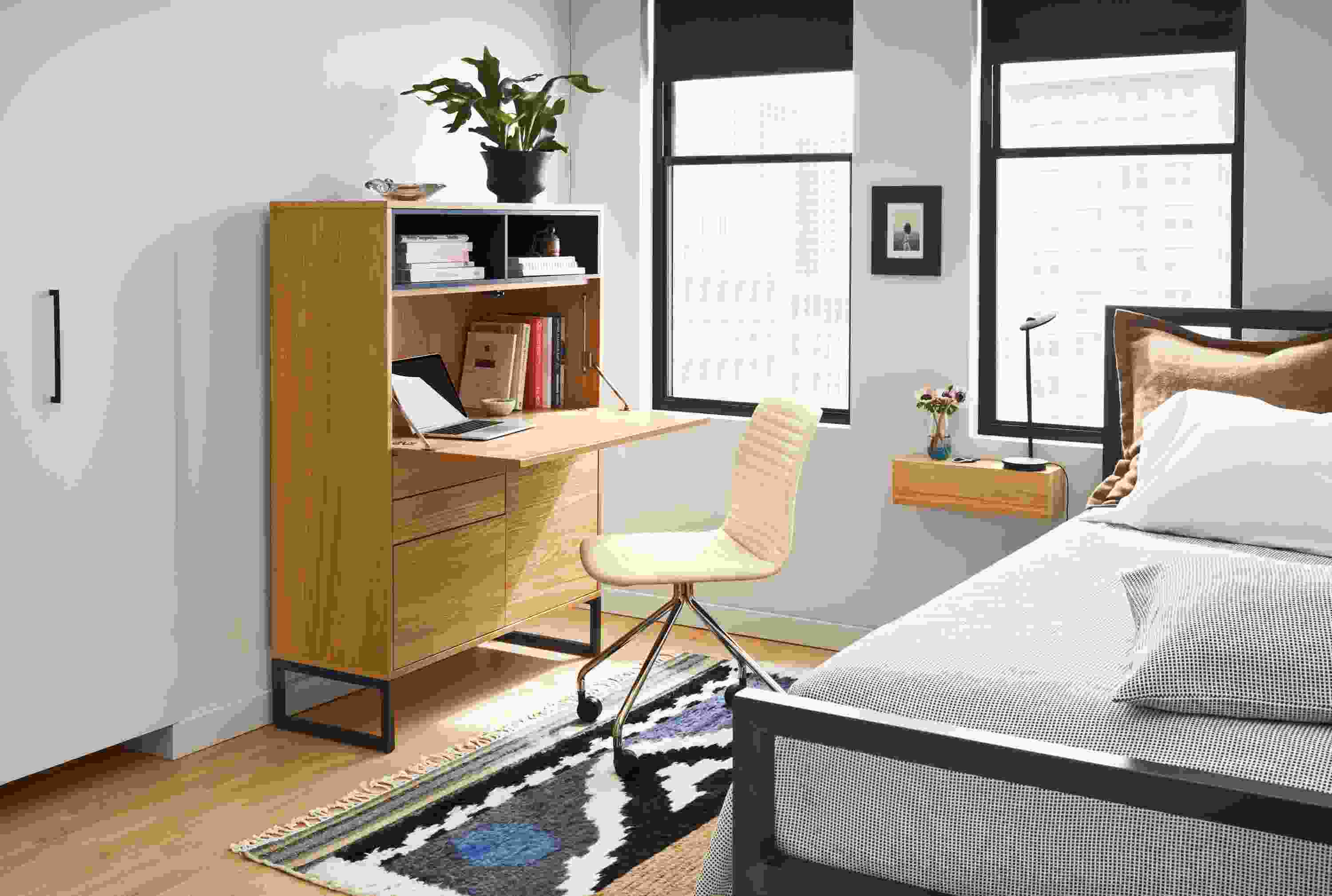Room setting with a Mosby 40 Office Armoire and Cato Office Chair in Sarno Leather.