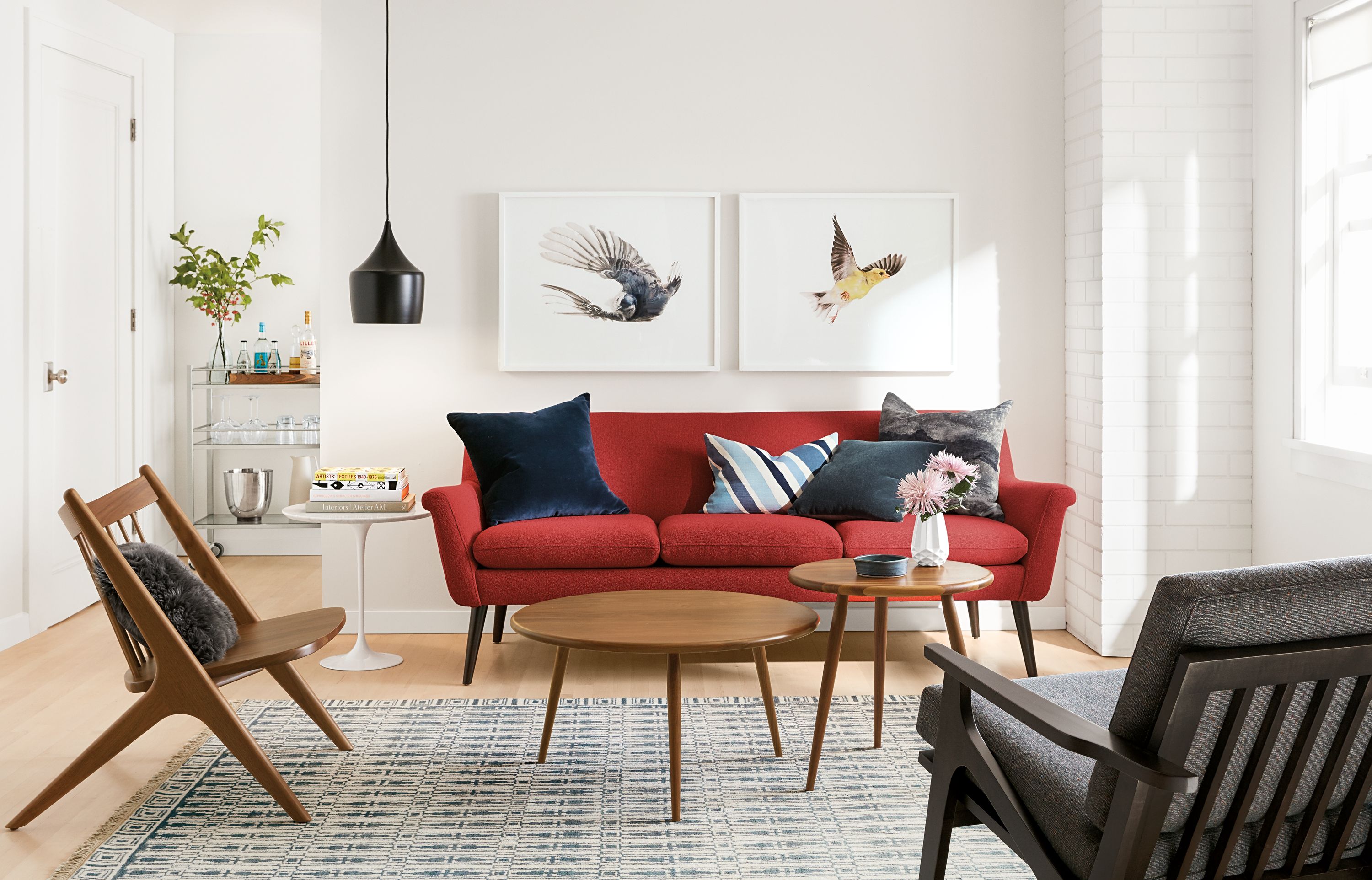 Detail of Murphy sofa in poppy.