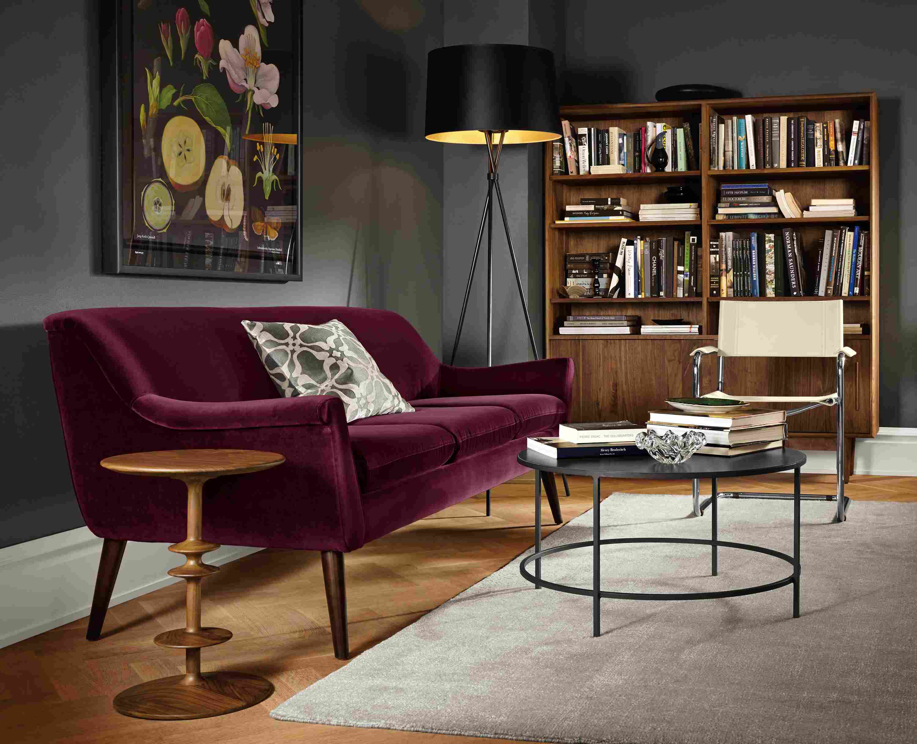 Detail of Murphy 81-inch sofa in vance burgundy.