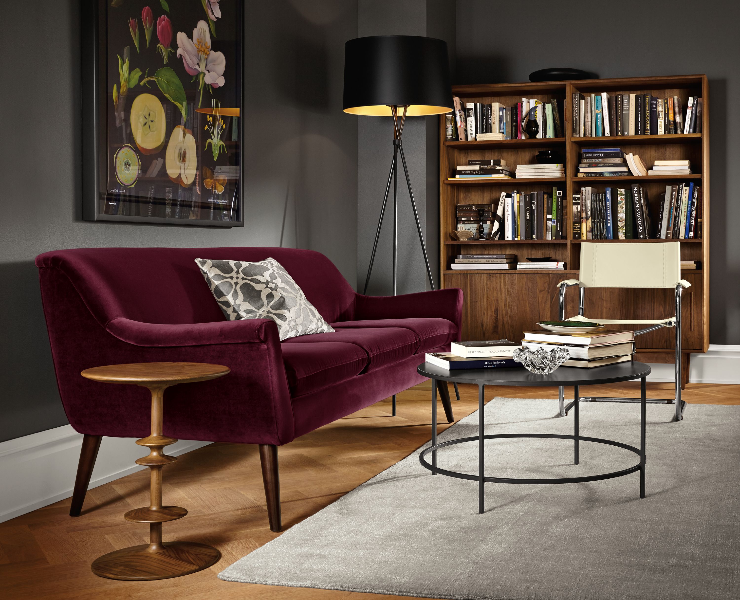 Detail of Murphy 81-inch sofa in vance burgundy.