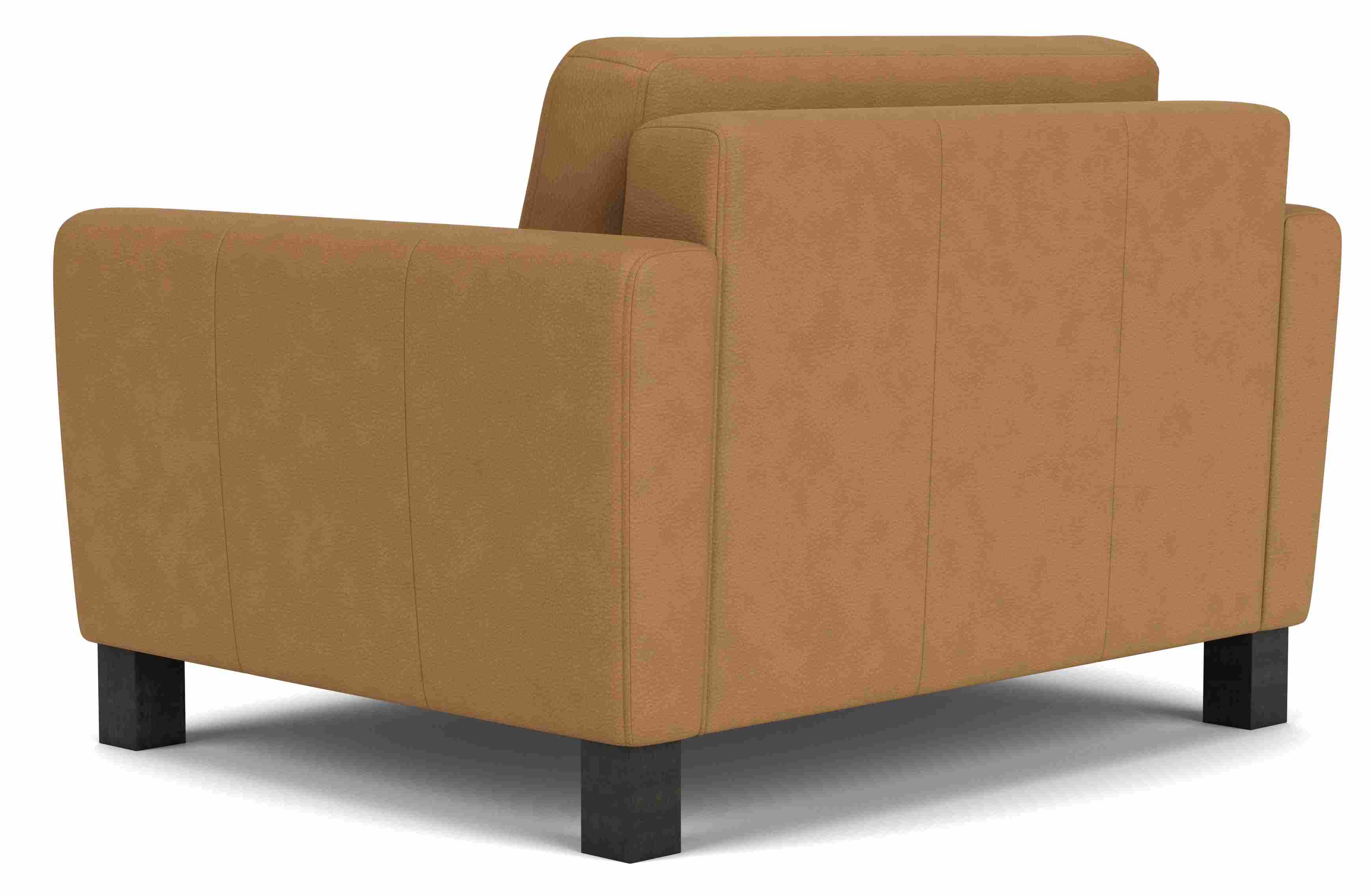 Back view of Natalia 50" Twin Sleeper Chair in Laino Camel Leather  and Charcoal legs.