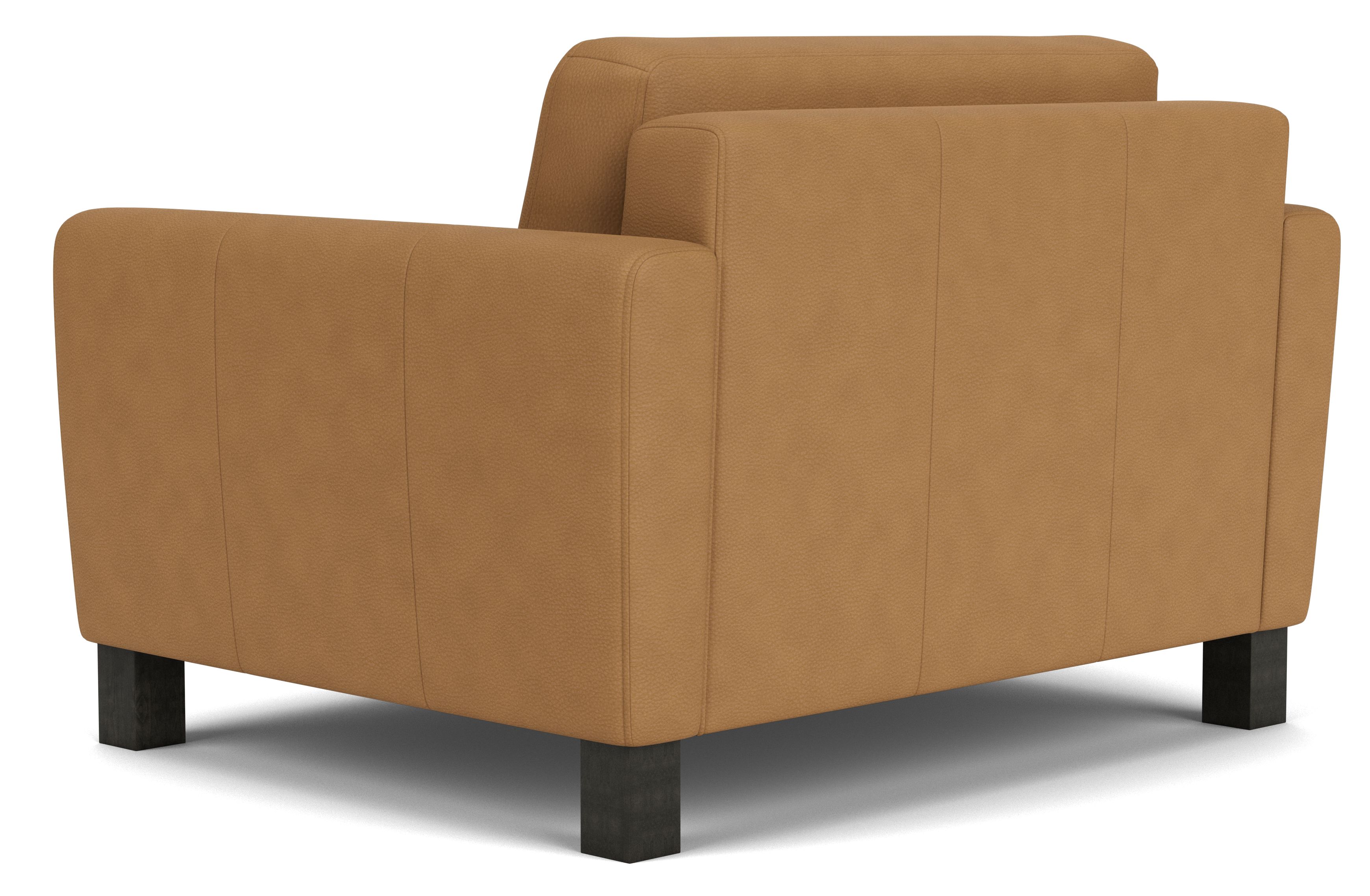 Back view of Natalia 50" Twin Sleeper Chair in Laino Camel Leather  and Charcoal legs.