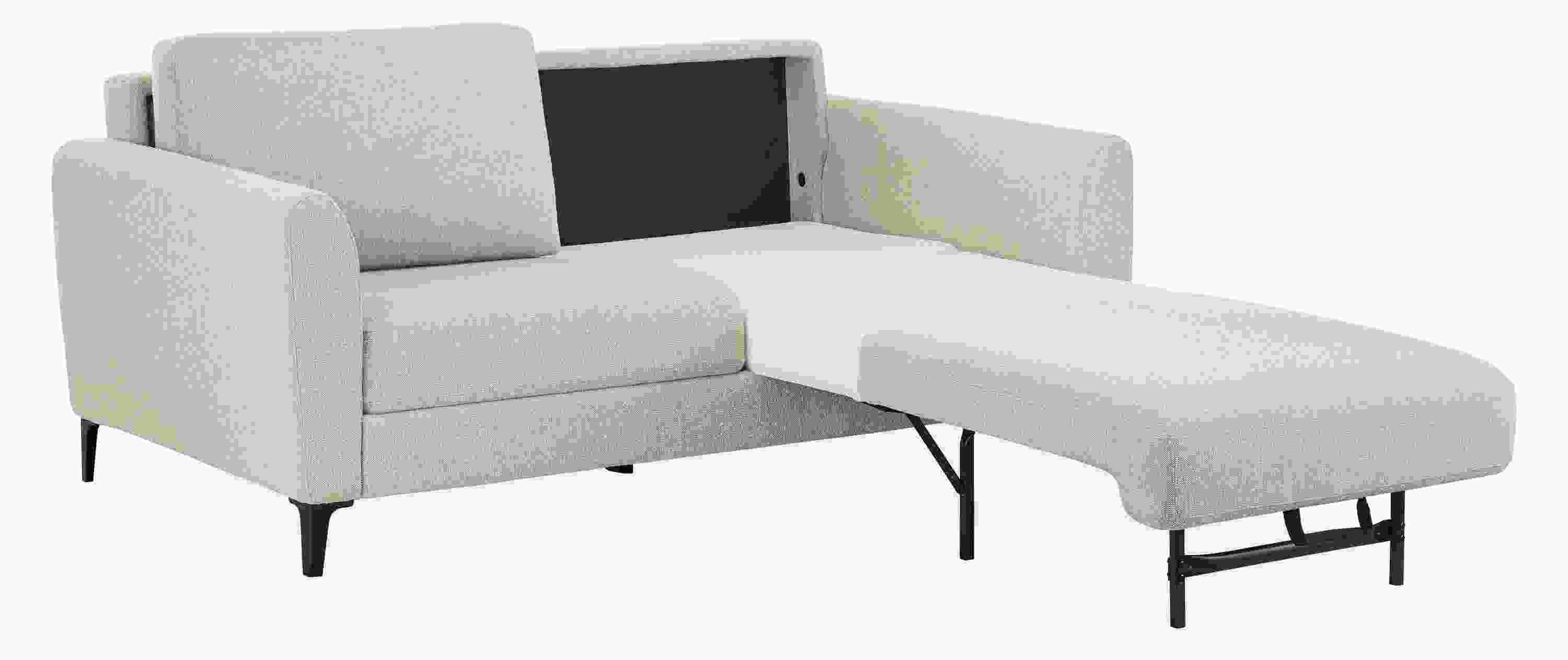 Natalia 72-wide Queen Sleeper Sofa in Conley Natural shown with sleeper fully open on left side of sofa.