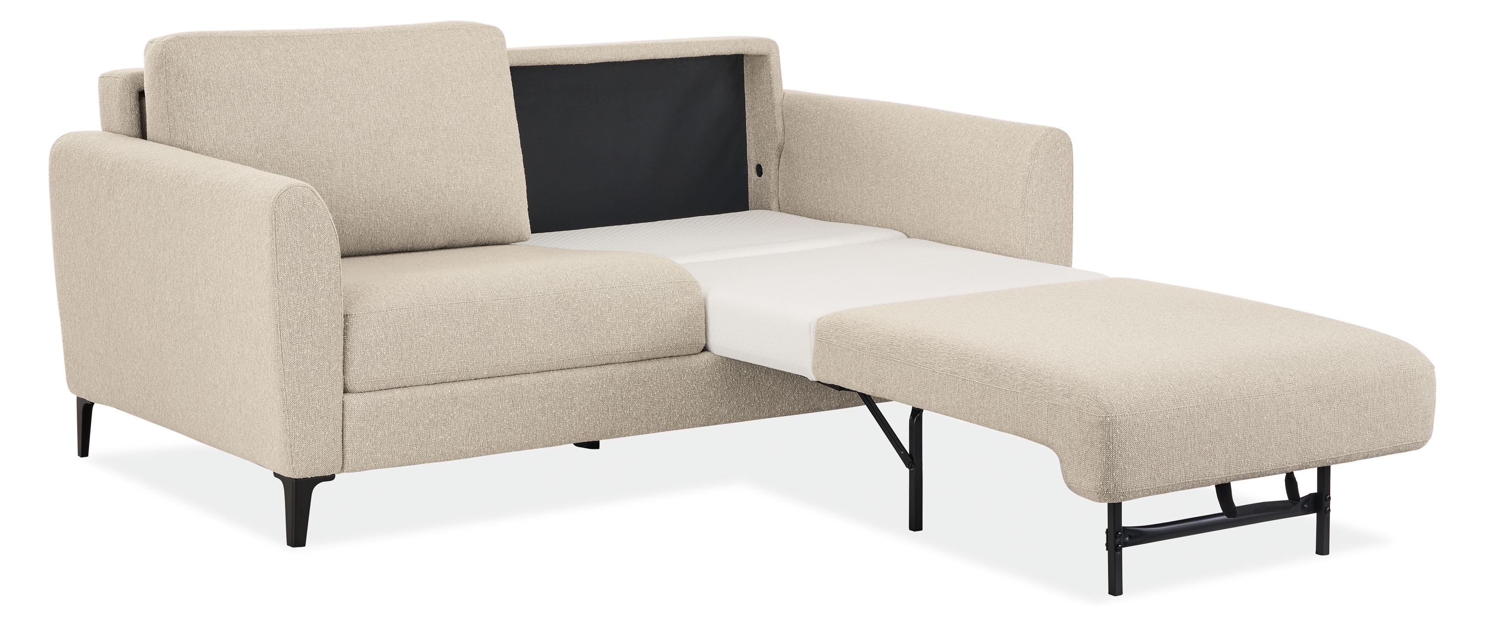 Natalia 72-wide Queen Sleeper Sofa in Conley Natural shown with sleeper fully open on left side of sofa.