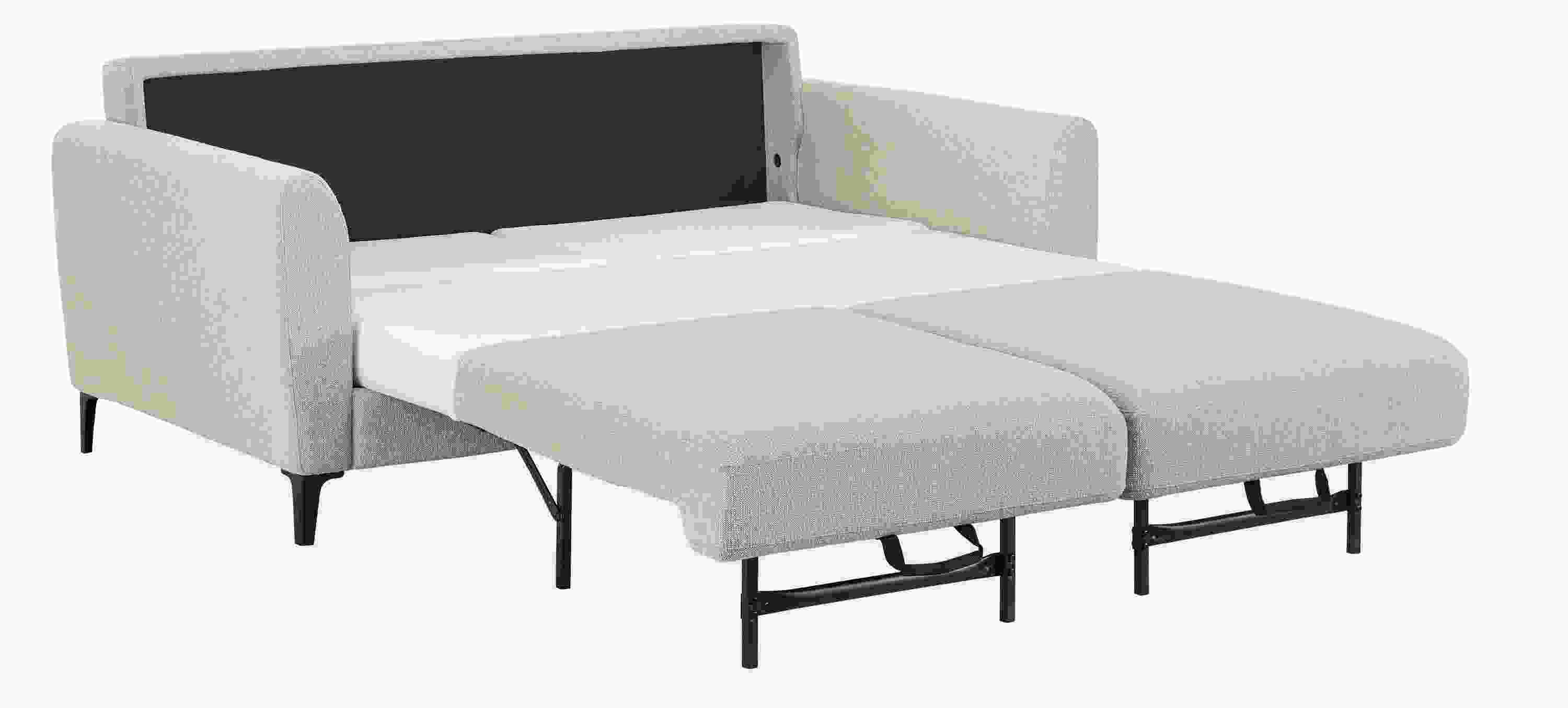 Natalia 72-wide Queen Sleeper Sofa in Conley Natural showing sleeper bed open.
