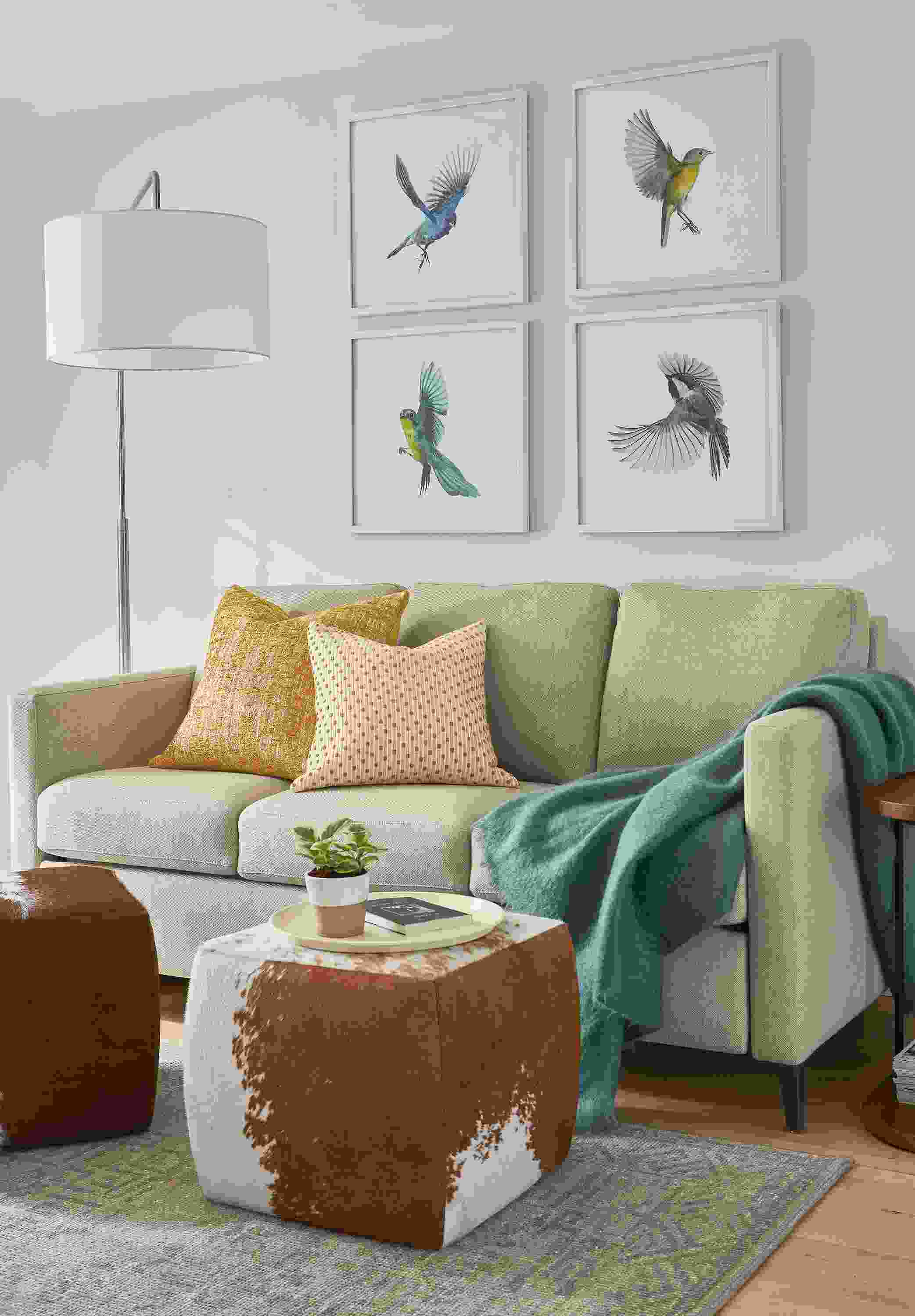 Room setting with a Berin Thin Arm sofa and Paul Nelson wall art.