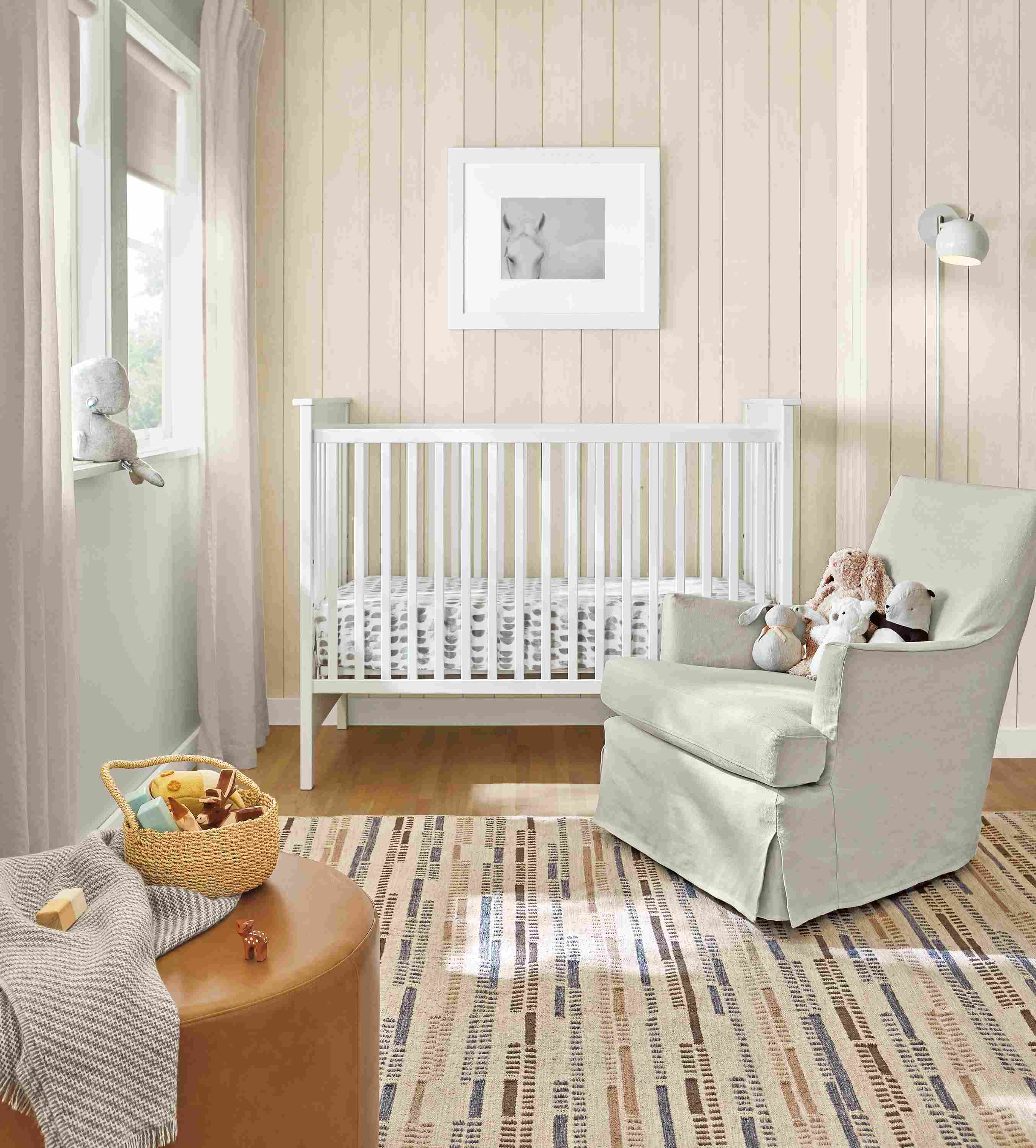 Modern Nest crib in white.