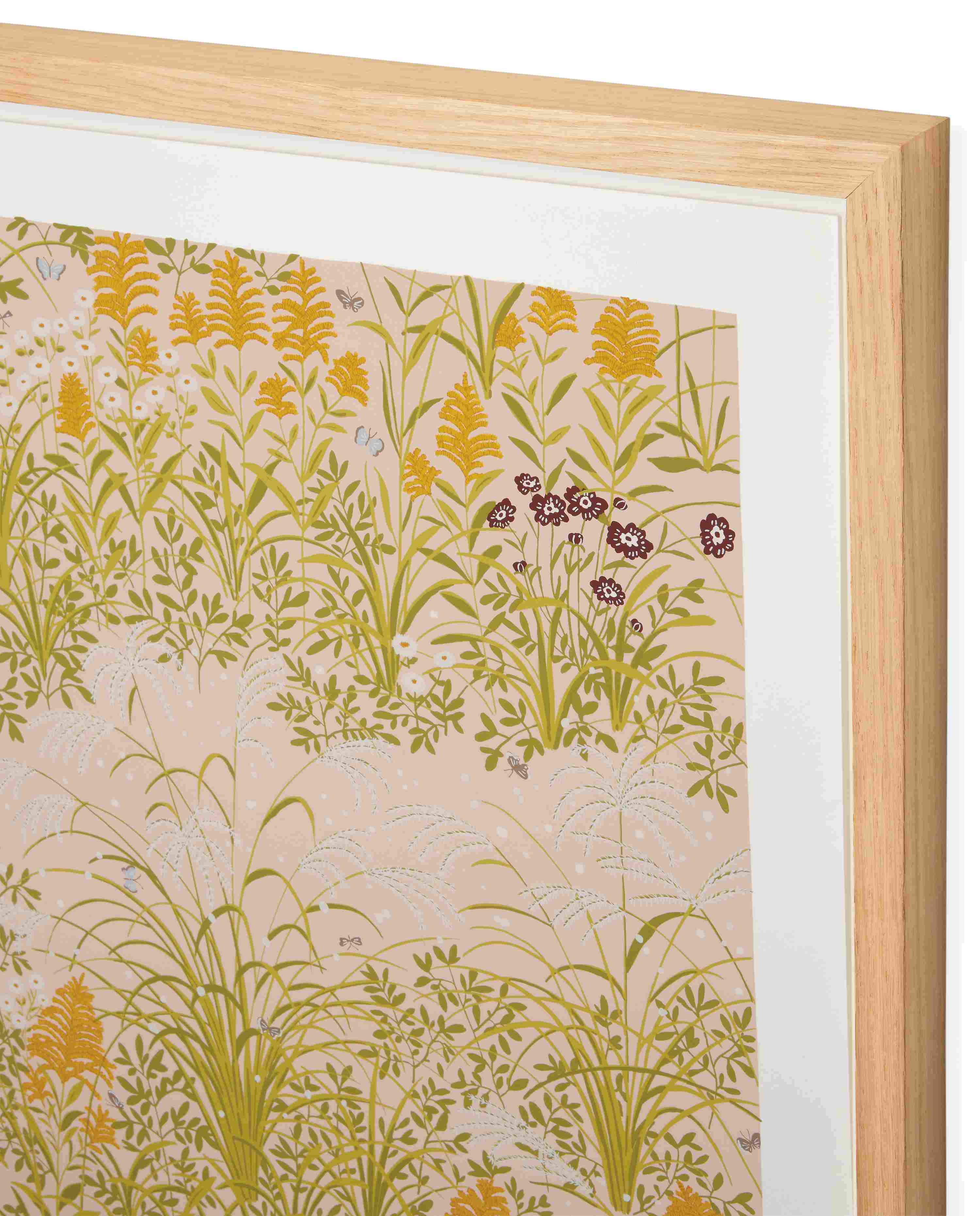 Detail of frame corner on 2025 limited edition silkscreen edge of field by haruna niiya.