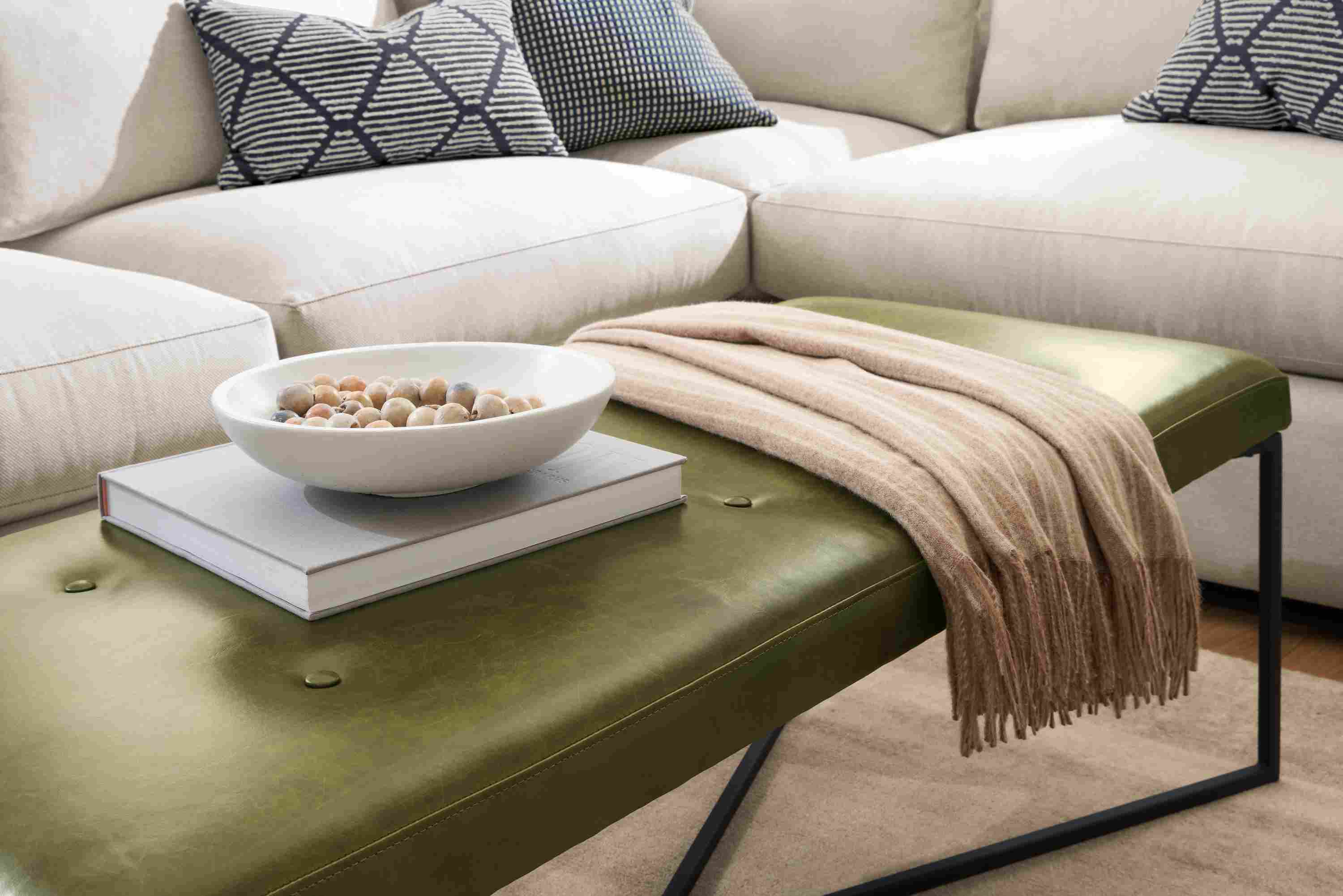 Sidney Leather Ottoman - Classic Modern Style