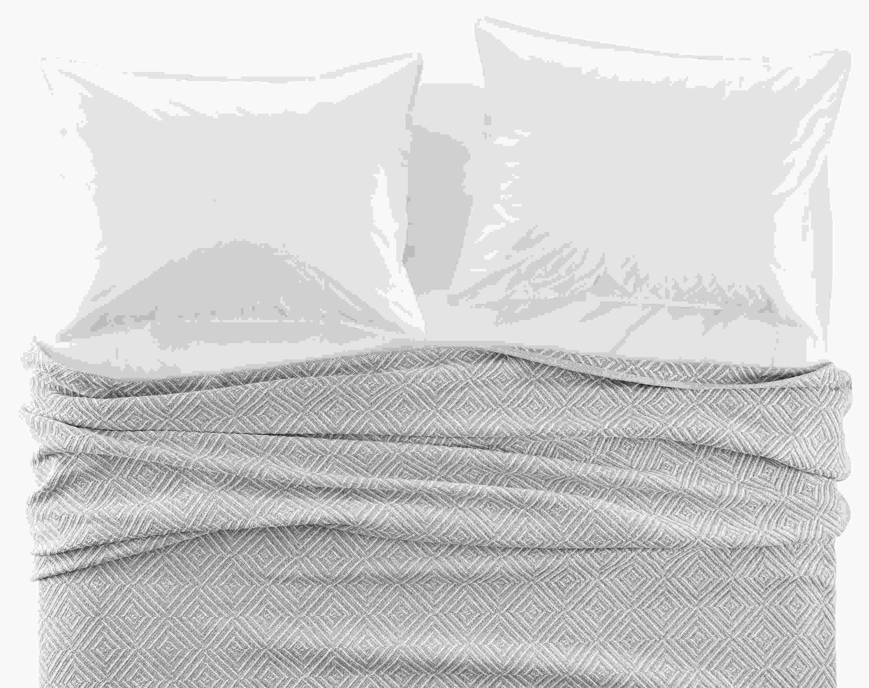 detail of Norwich Full/Queen Blanket in Grey and Ivory.