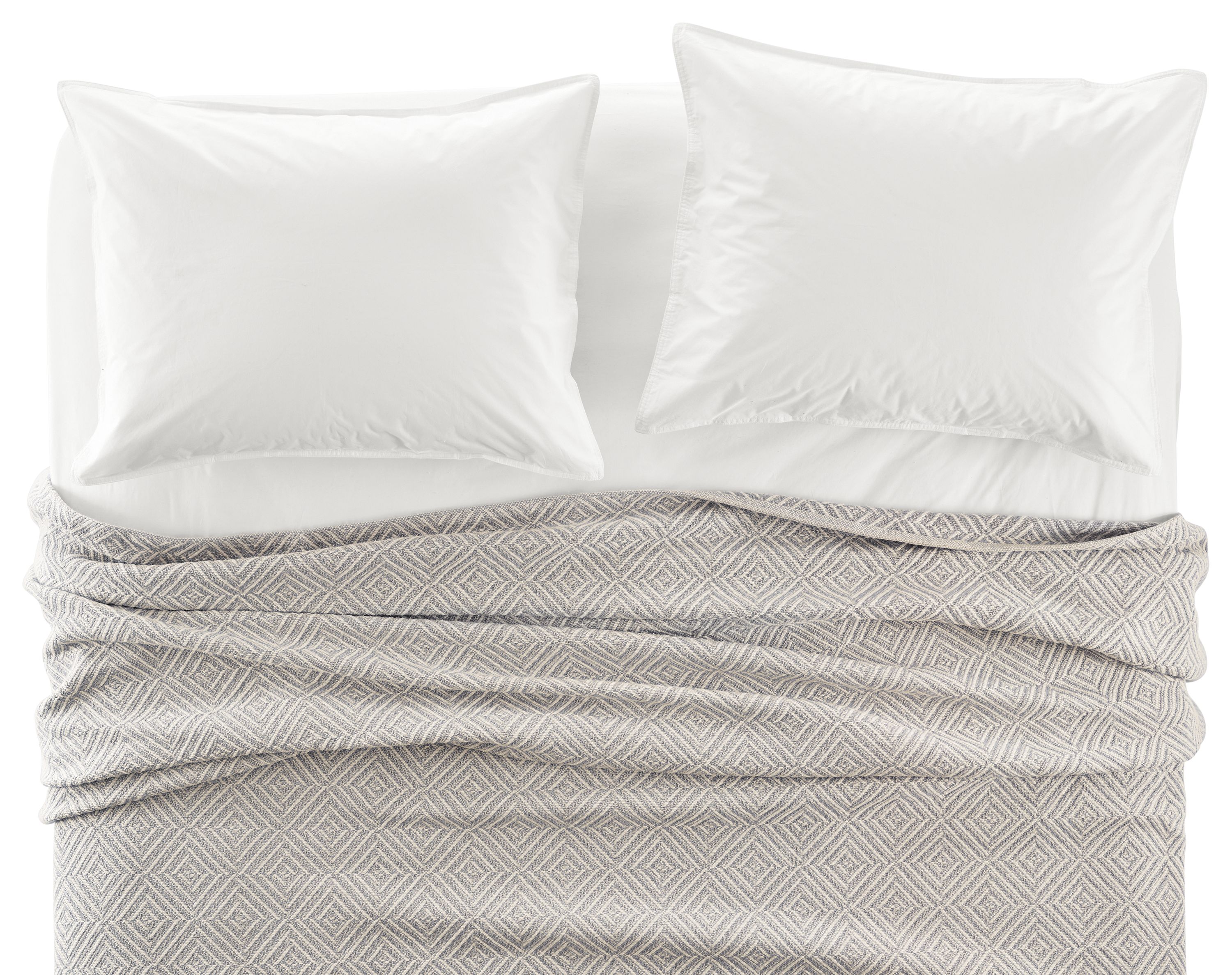 detail of Norwich Full/Queen Blanket in Grey and Ivory.