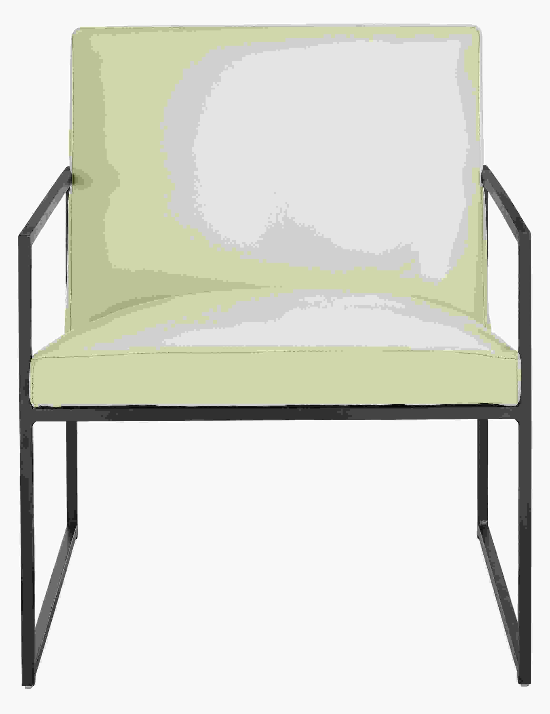 Front view of Novato custom chair in leather.