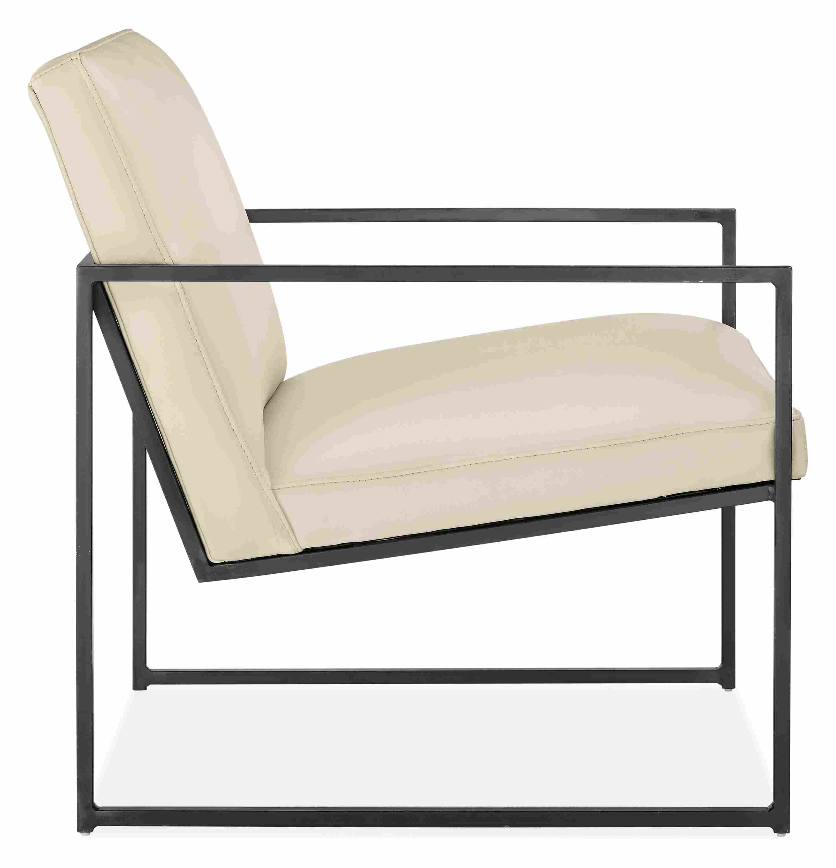 Side view of Novato custom chair in leather.